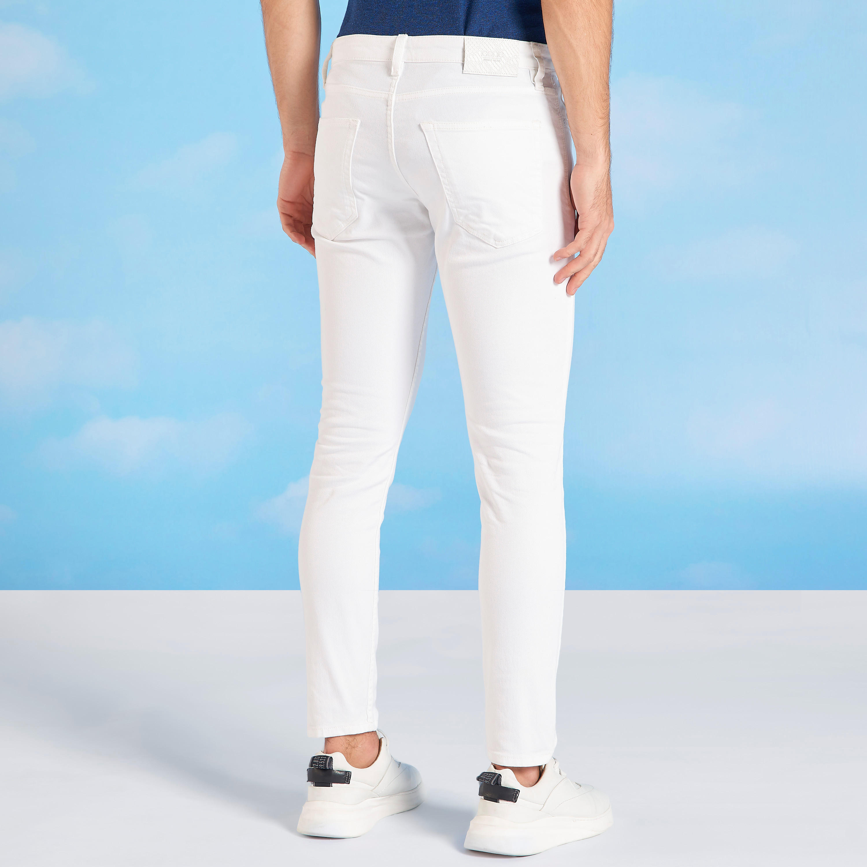 بنطلون جينز سادة سليم بخصر متوسط الارتفاع وجيوب من آيكونيك-men-clothing-bottoms-jeans-image-5