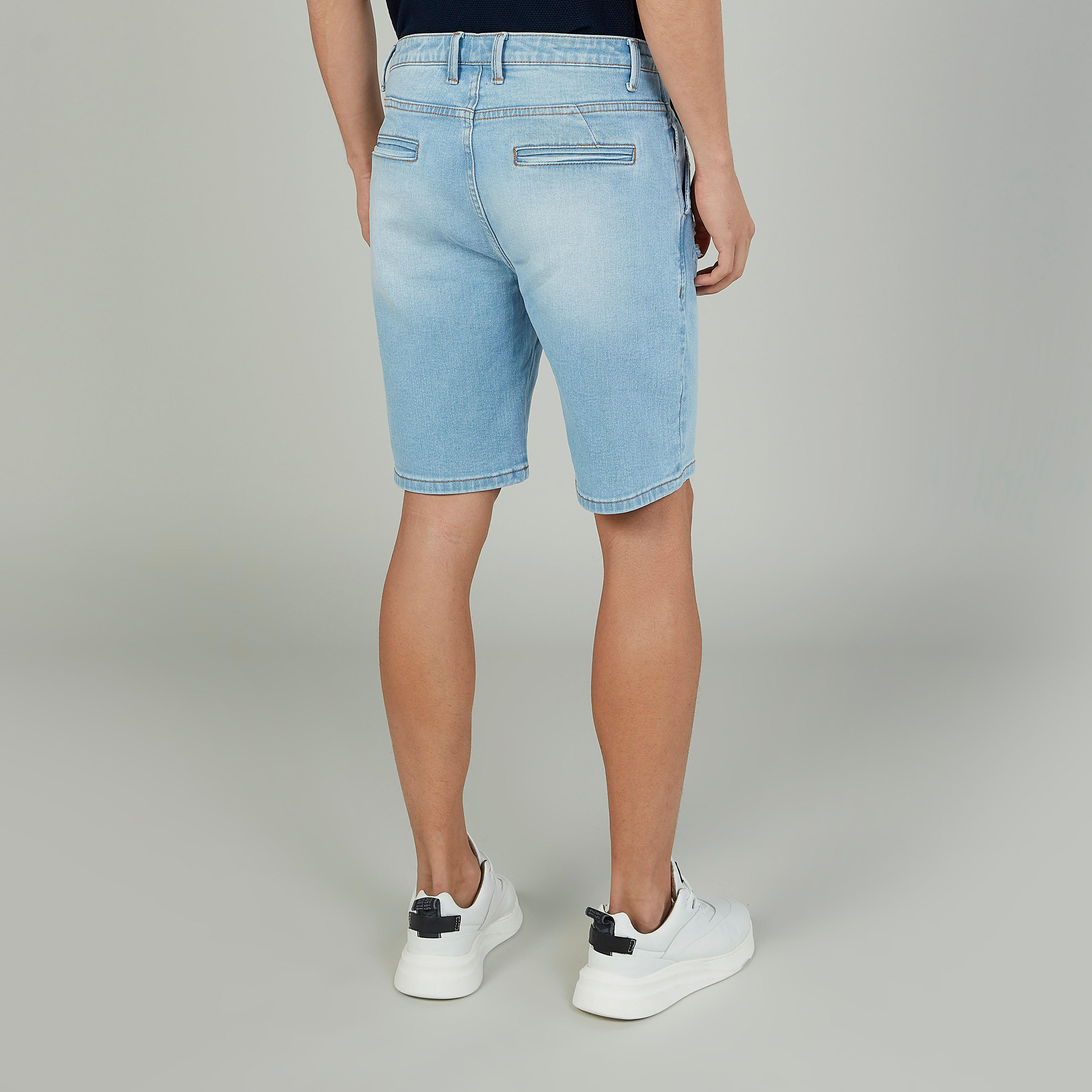 Iconic Slim Fit Textured Mid Waist Shorts with Pocket Detail-men-clothing-bottoms-shorts-image-4