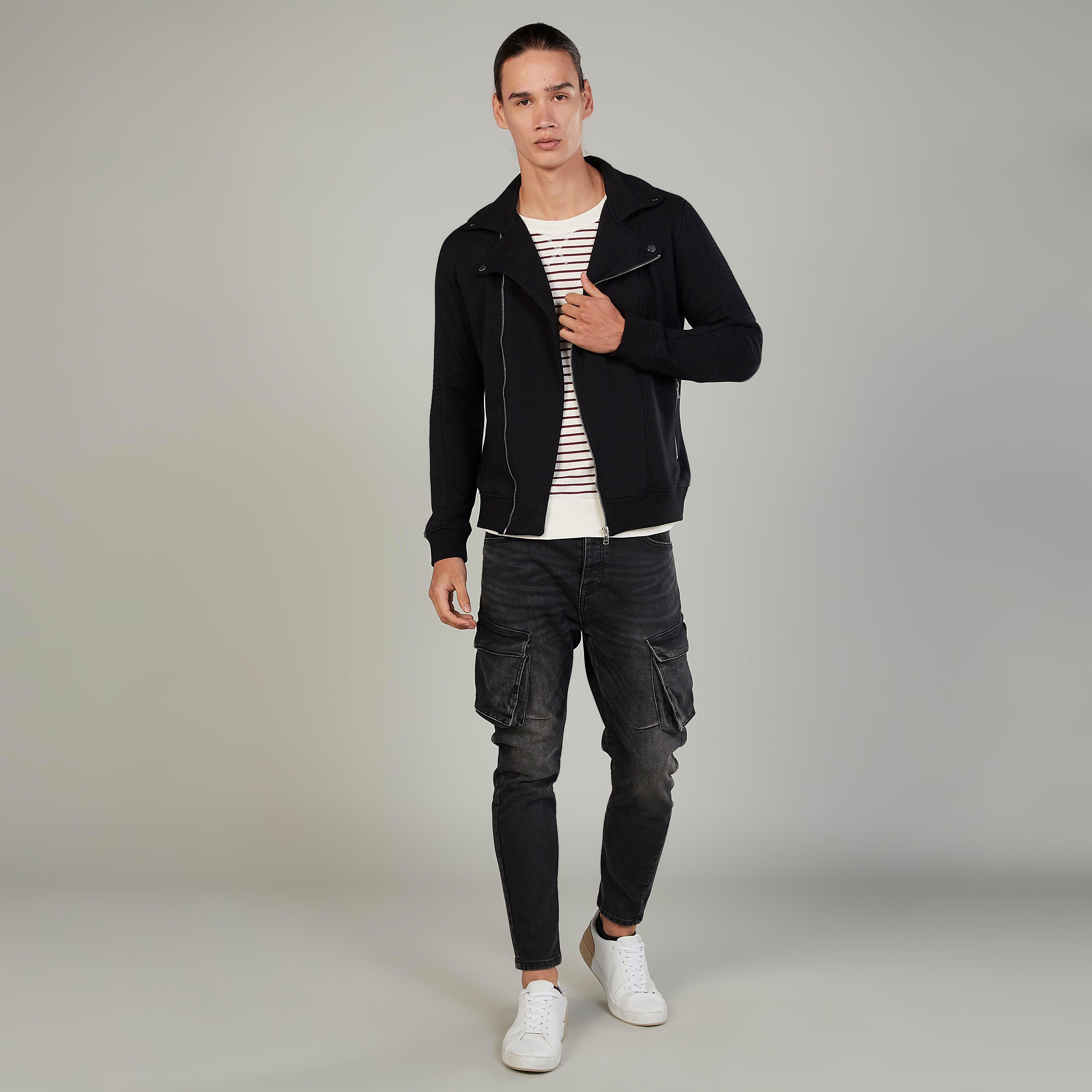 جاكيت بارز الملمس بأكمام طويلة وجيب من أيكونيك-men-clothing-jacketsandblazers-jackets-image-2