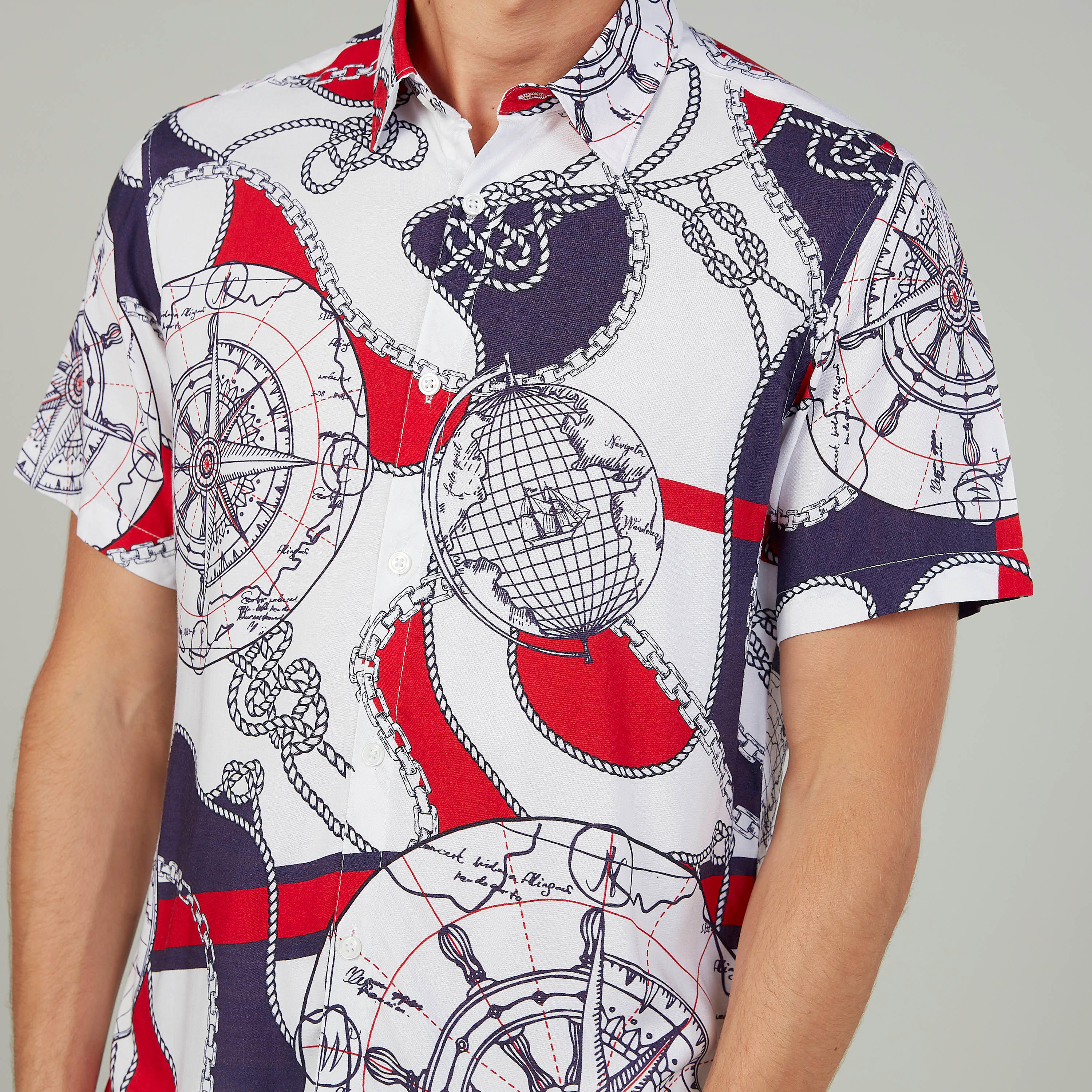 قميص بأكمام قصيرة وياقة عاديّة وطبعات من آيكونيك-men-clothing-shirts-image-3