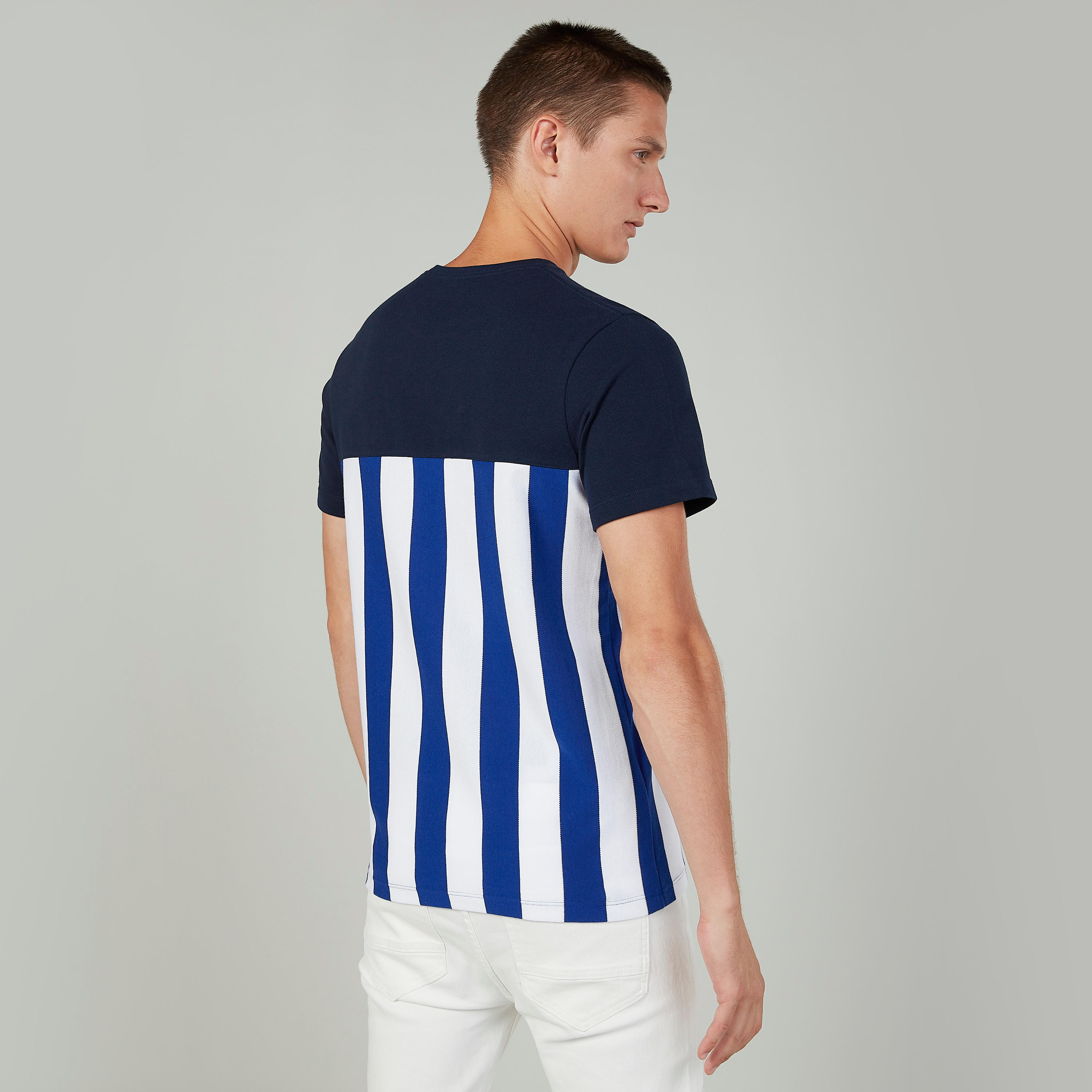 تيشيرت سليم مقلّم بياقة مستديرة وأكمام قصيرة من آيكونيك-men-clothing-tshirtsandpolos-tshirts-image-4