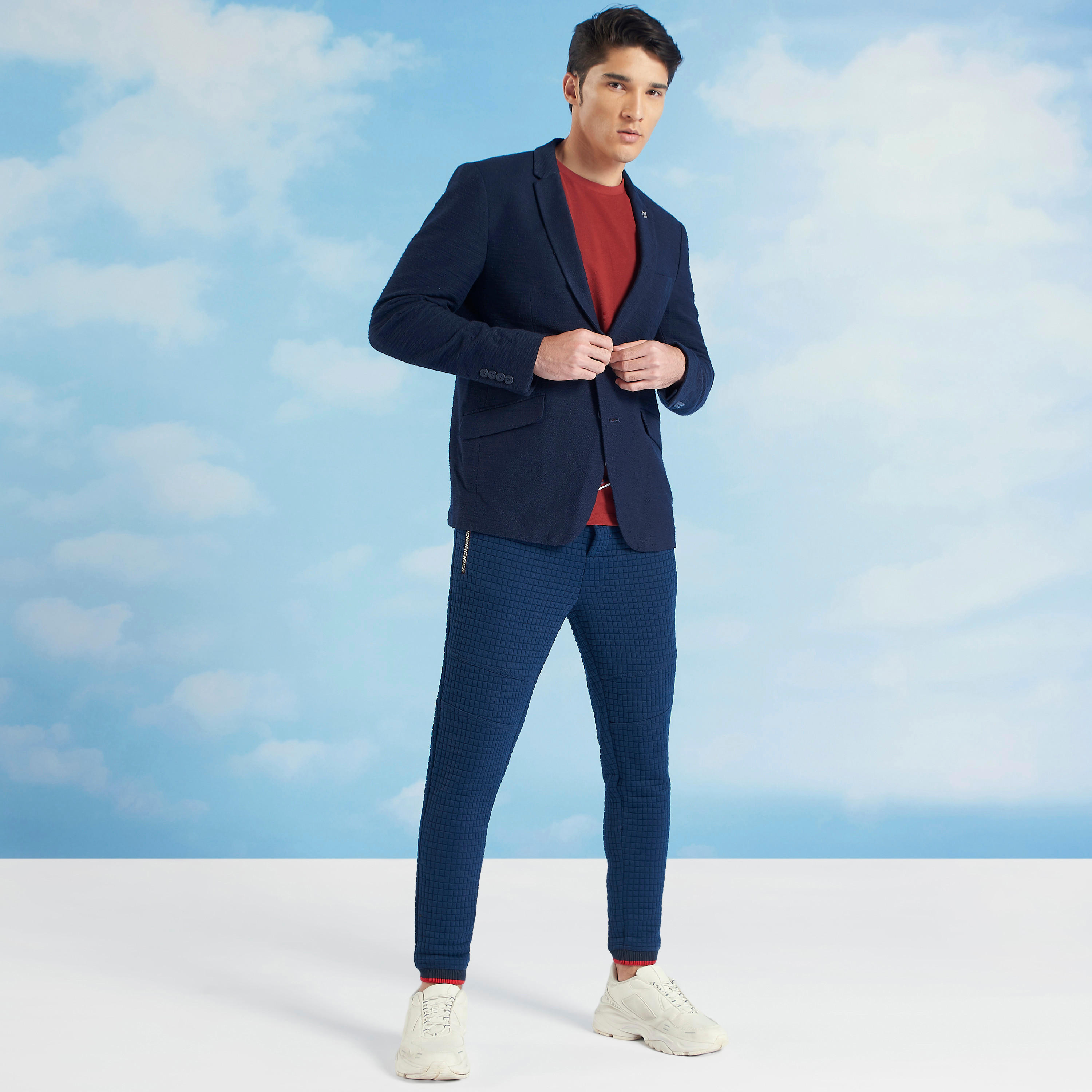 جاكيت بليزر بارز الملمس بأكمام طويلة من آيكونيك-men-winterwear-jacketsandblazers-image-2