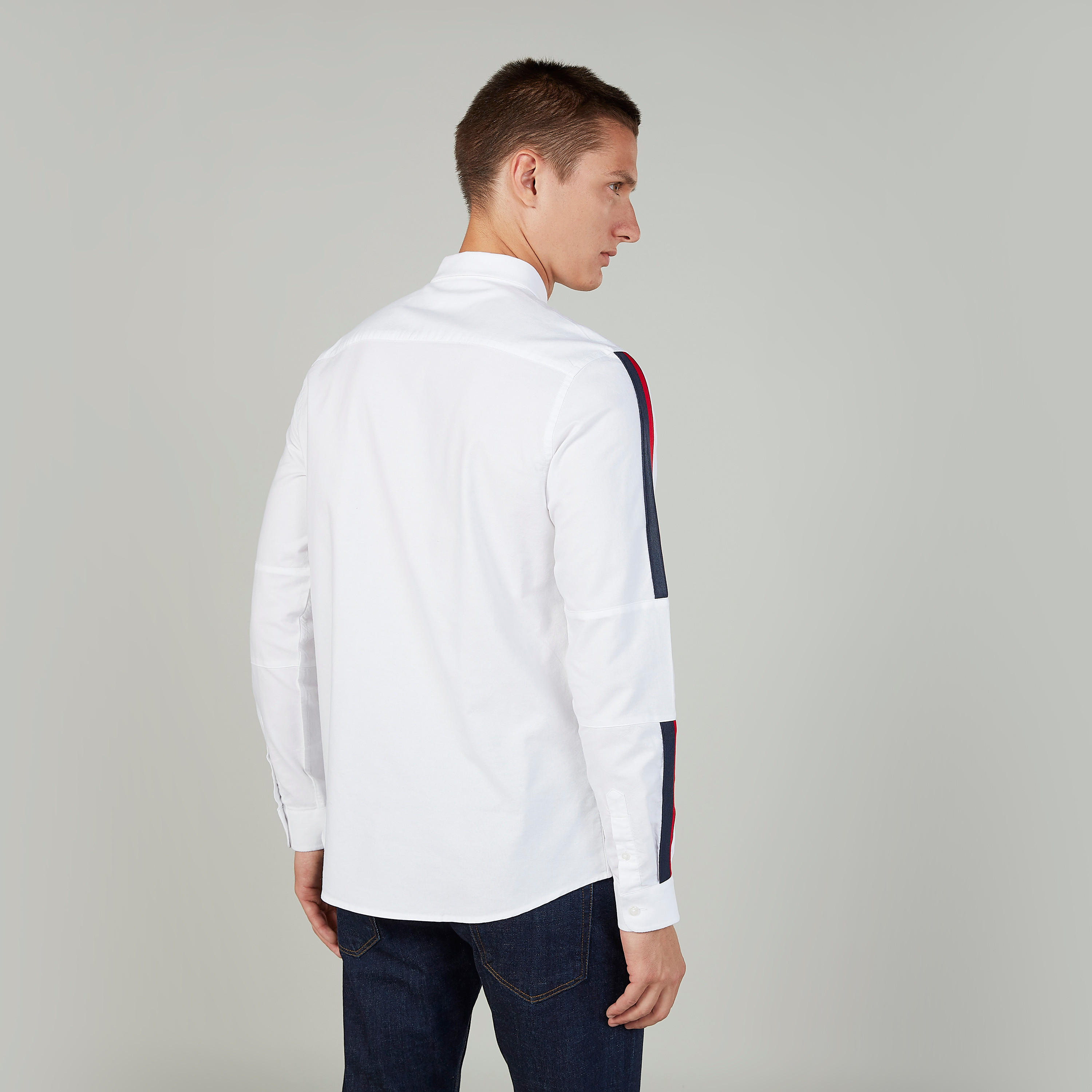 قميص مخطط سليم بياقة عاديّة وأكمام طويلة من آيكونيك-men-clothing-shirts-image-4