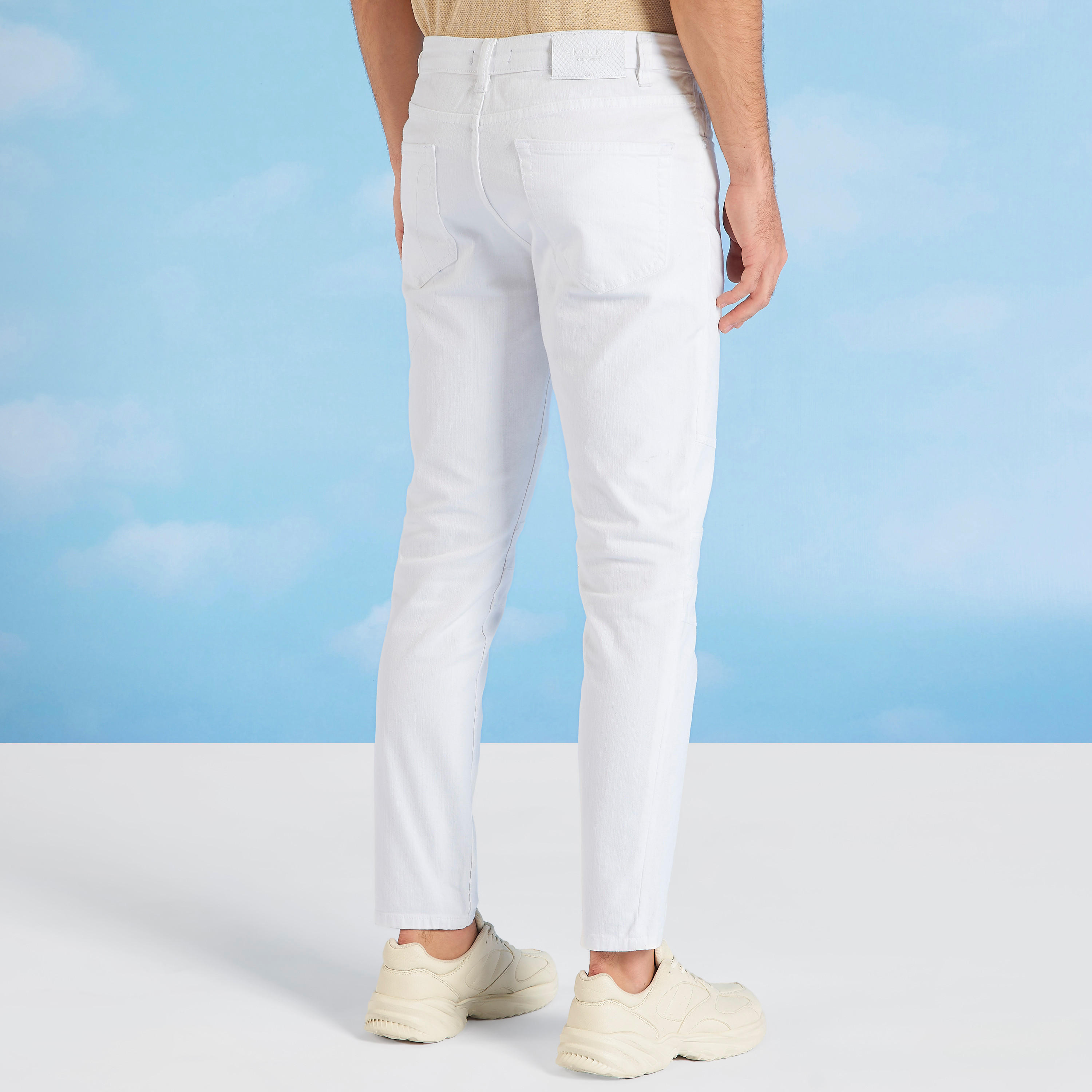 بنطلون جينز سادة سليم بخصر متوسط الارتفاع وجيوب من آيكونيك-men-clothing-bottoms-jeans-image-6