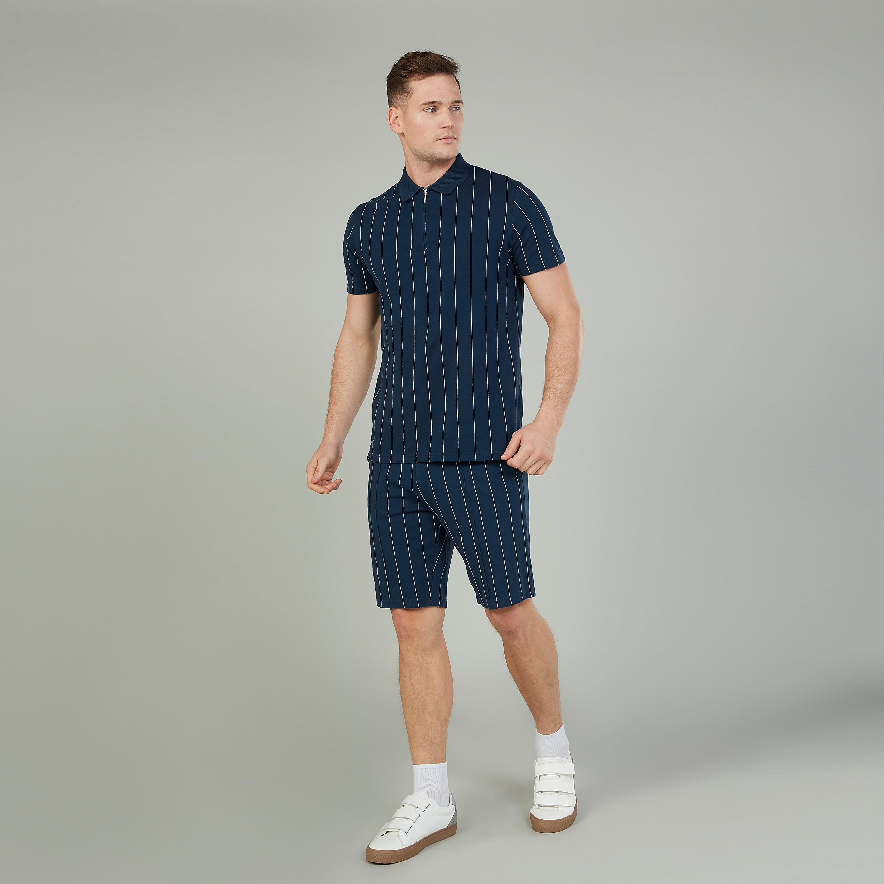 تيشيرت بولو سليم مخطط بأكمام قصيرة من آيكونيك-men-clothing-tshirtsandpolos-polos-image-2