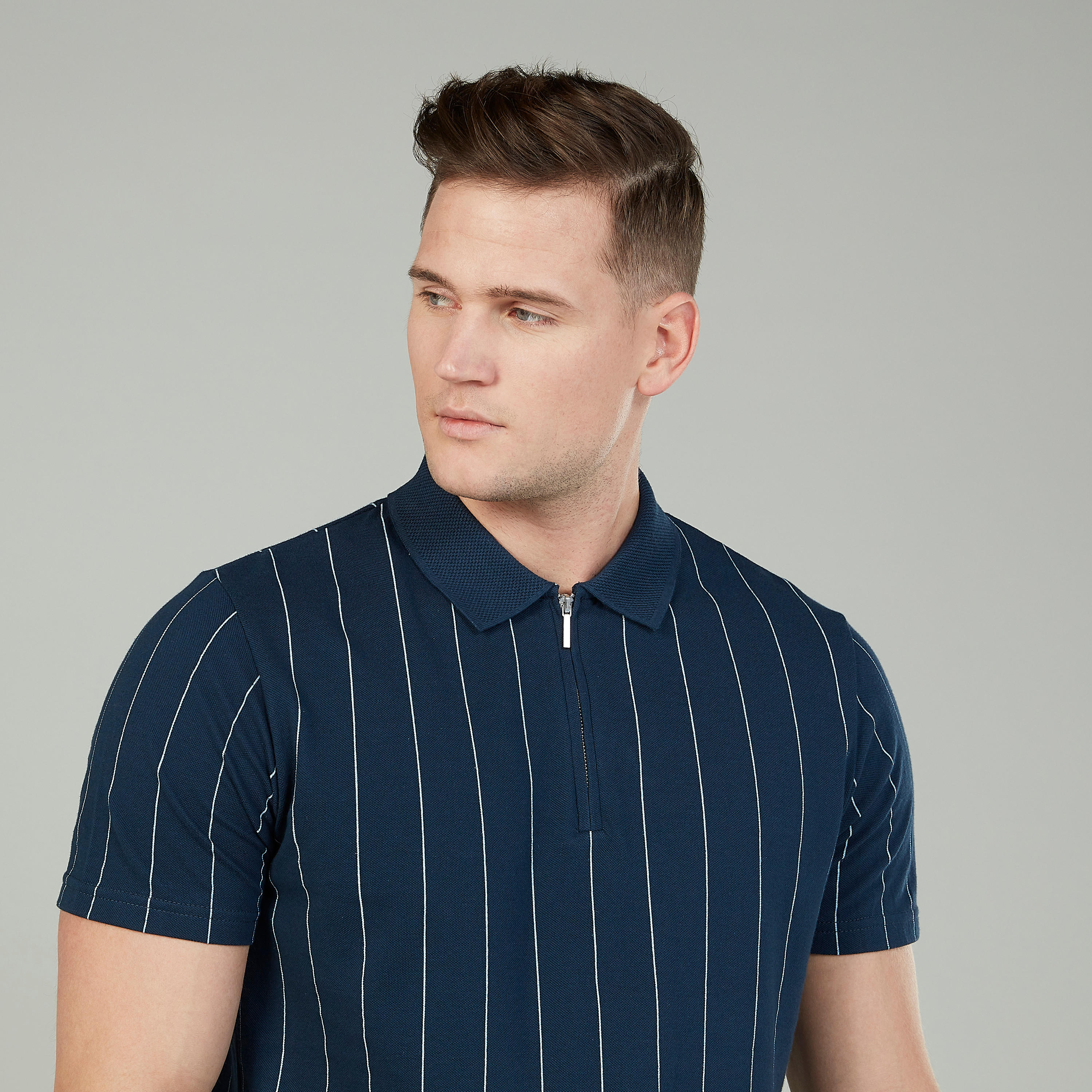 تيشيرت بولو سليم مخطط بأكمام قصيرة من آيكونيك-men-clothing-tshirtsandpolos-polos-image-3