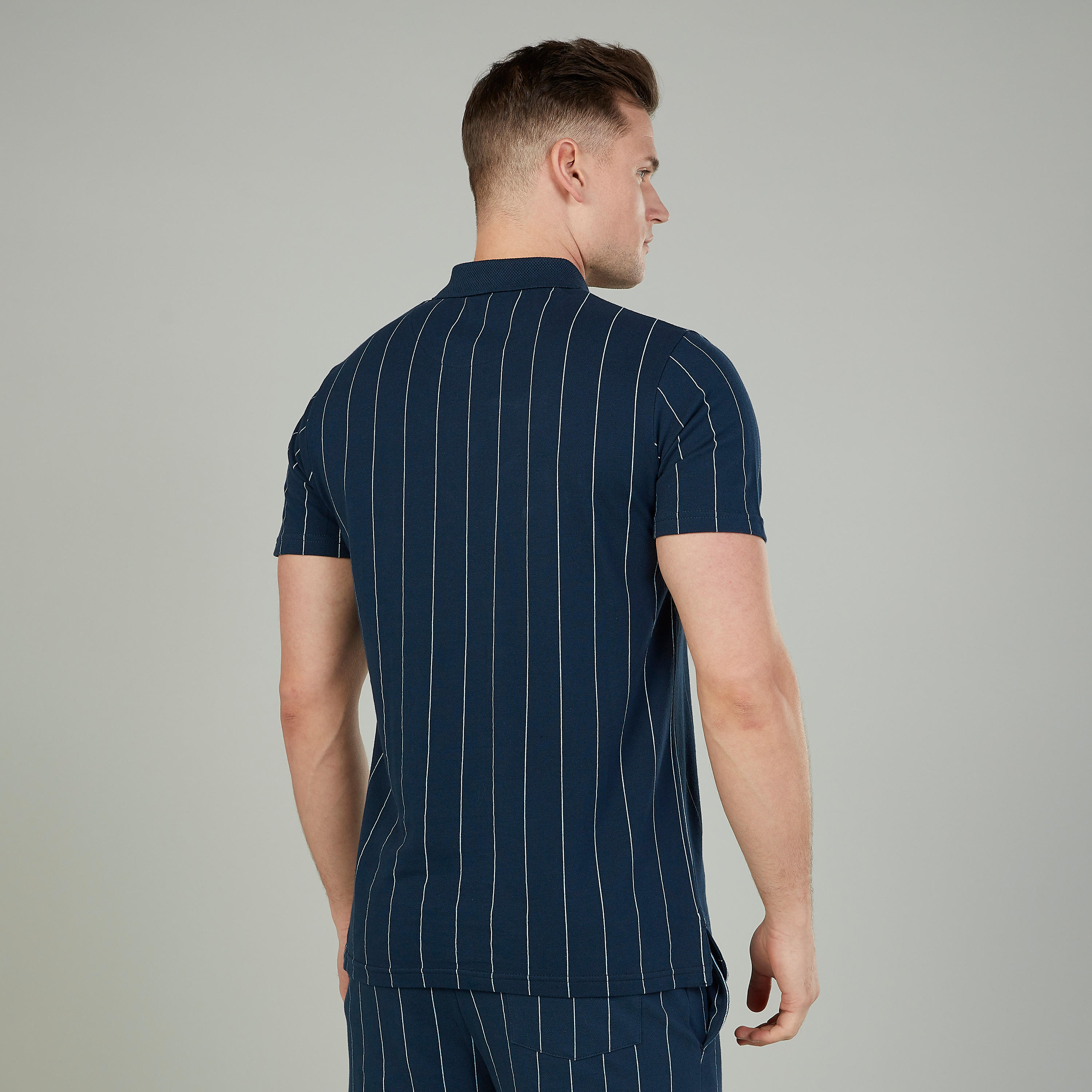 تيشيرت بولو سليم مخطط بأكمام قصيرة من آيكونيك-men-clothing-tshirtsandpolos-polos-image-4