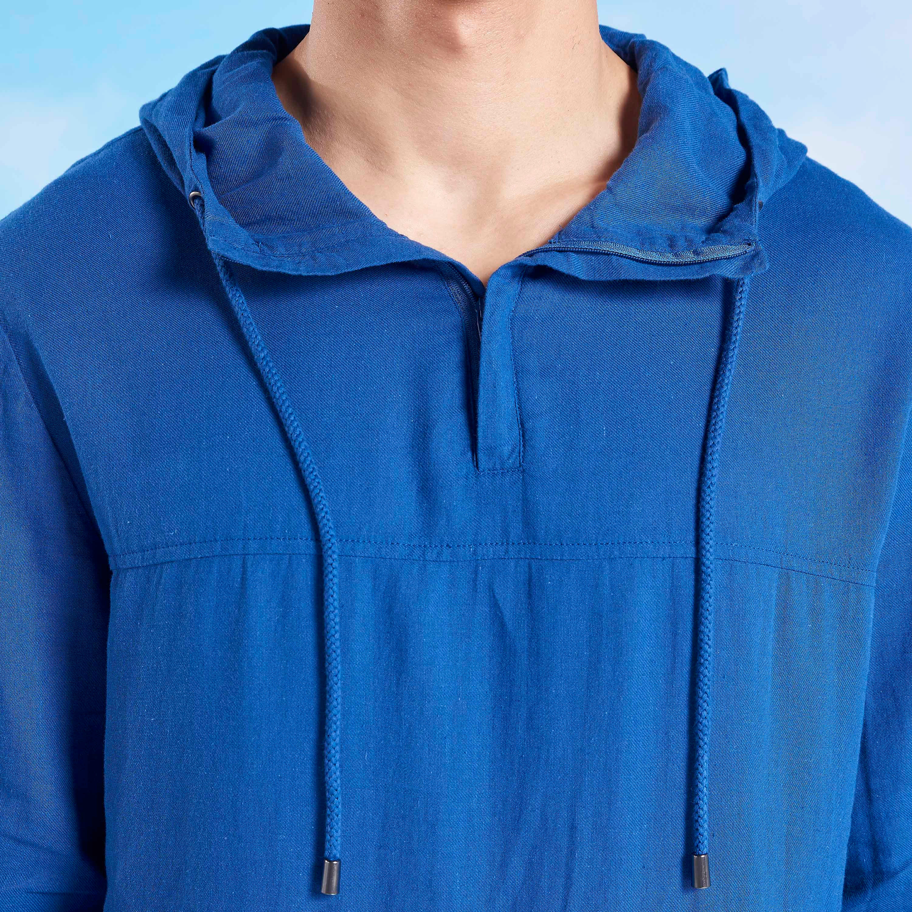 Iconic Solid Linen Hoodie with Long Sleeves and Kangaroo Pockets-men-winterwear-hoodiesandsweatshirts-image-3