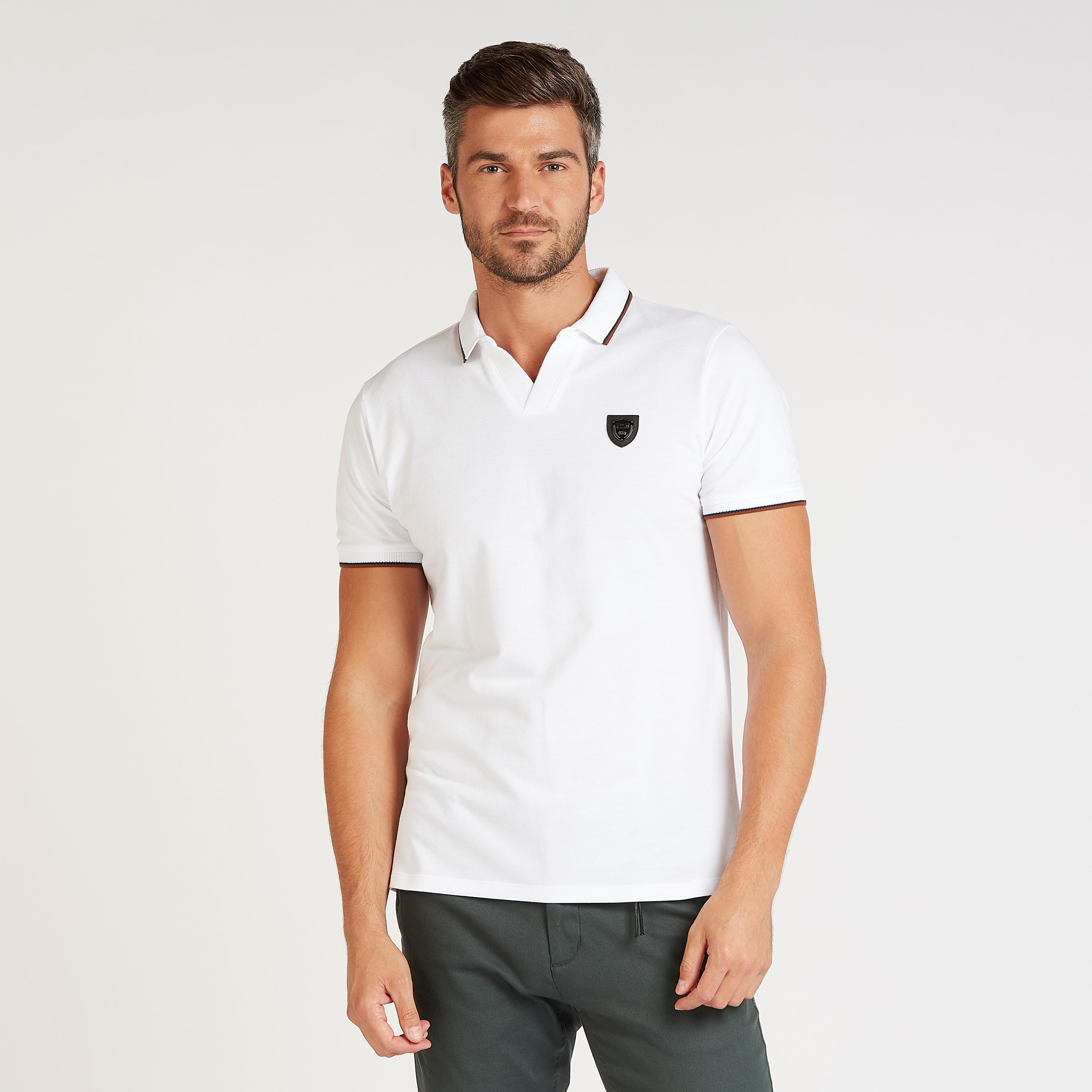 تيشيرت بولو بقصة سليم بأكمام قصيرة من آيكونيك-men-clothing-tshirtsandpolos-polos-image-1