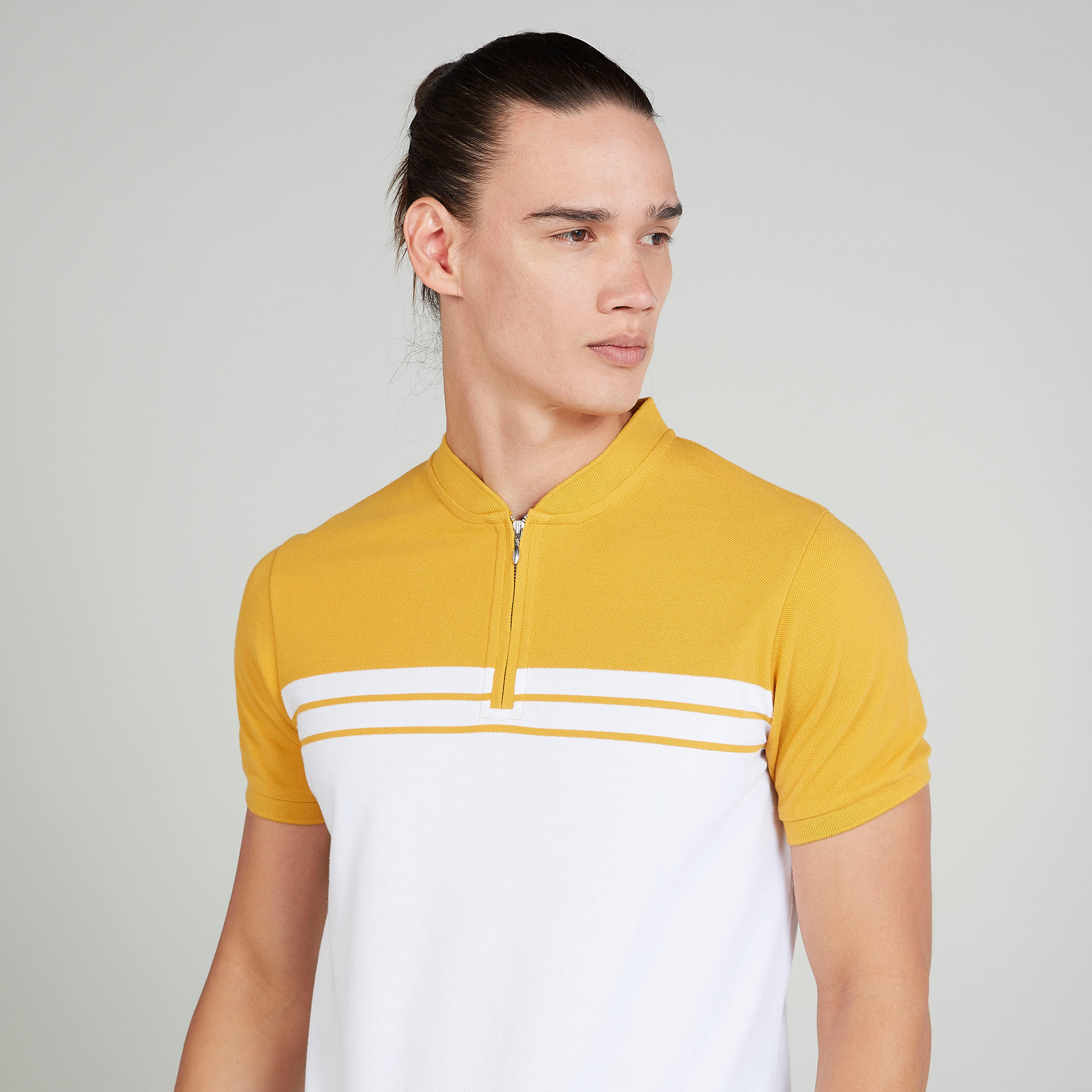 تيشيرت مخطط بقصة سليم وياقة ماندارين من آيكونيك-men-clothing-tshirtsandpolos-polos-image-3