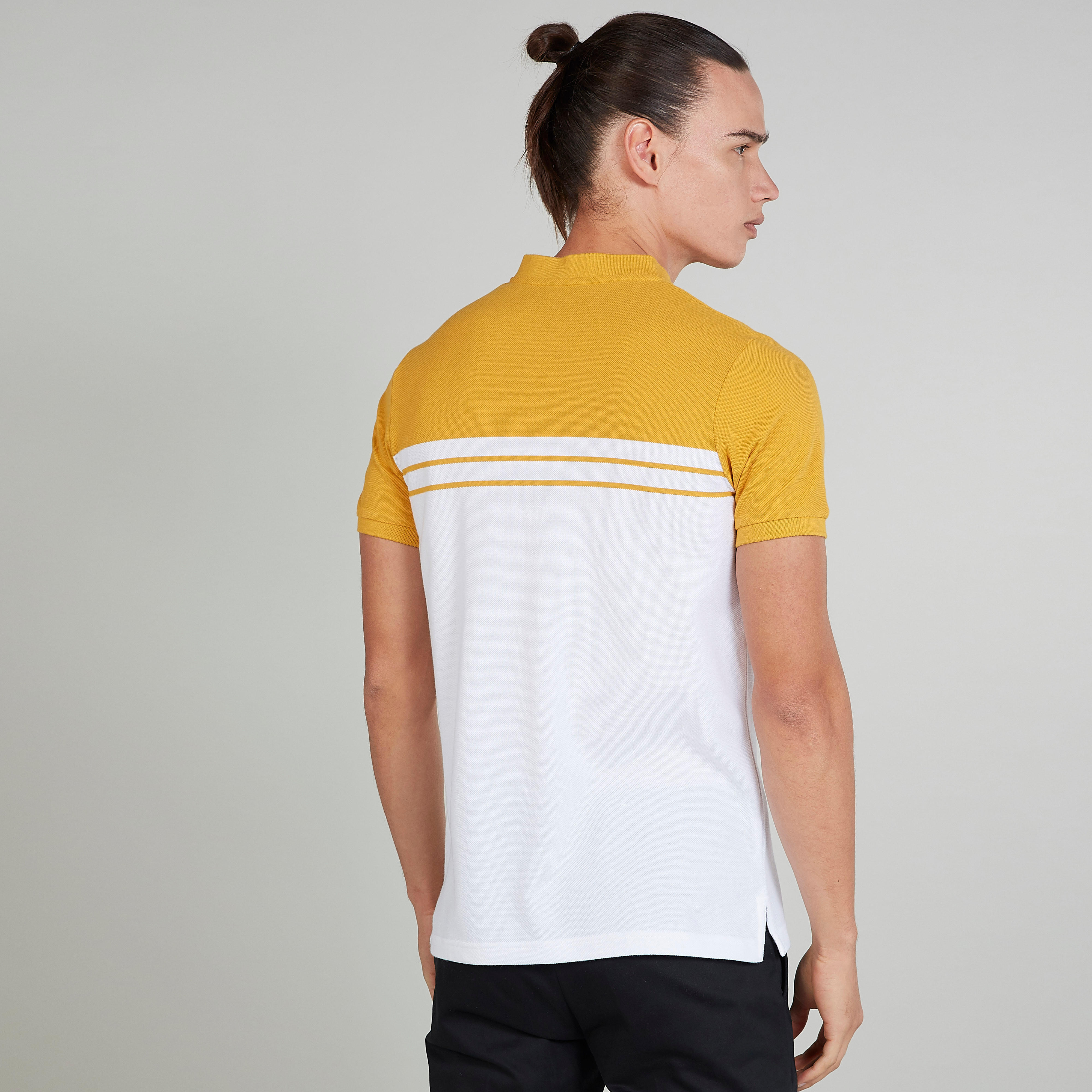 تيشيرت مخطط بقصة سليم وياقة ماندارين من آيكونيك-men-clothing-tshirtsandpolos-polos-image-4