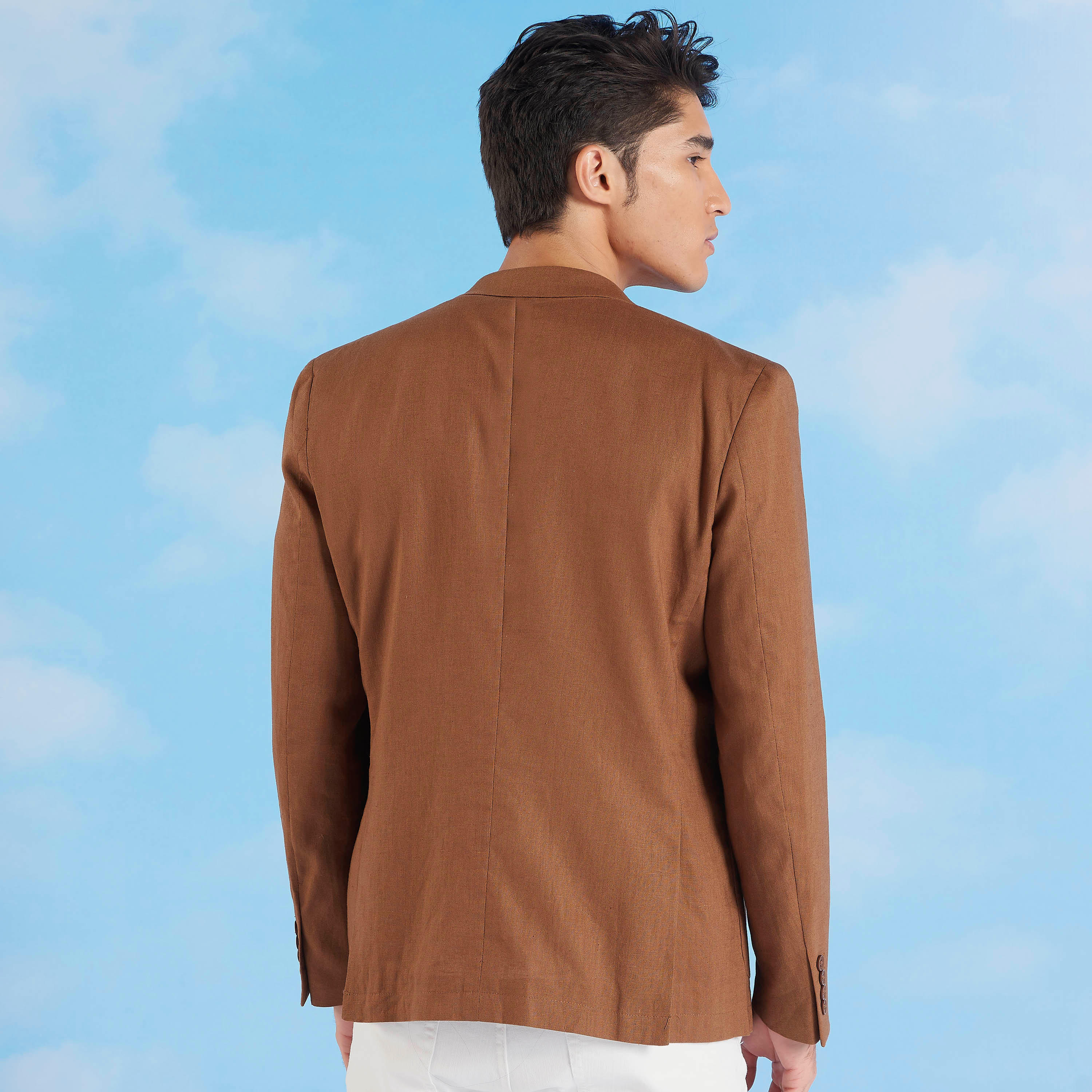 Iconic Solid Linen Blazer with Notched Lapel and Long Sleeves -men-winterwear-jacketsandblazers-image-5