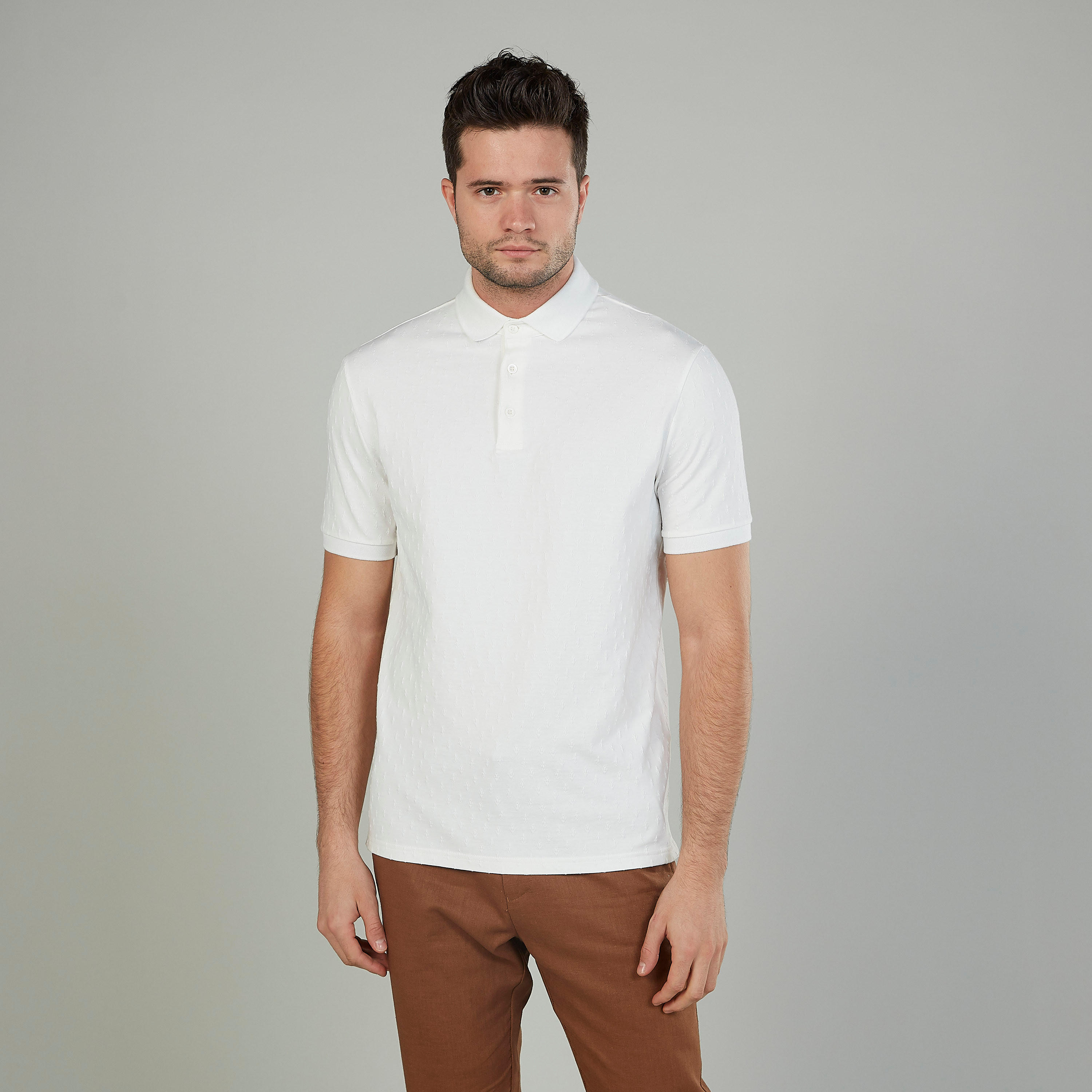 تيشيرت بولو سليم سادة بأكمام قصيرة من آيكونيك-men-clothing-tshirtsandpolos-polos-image-1