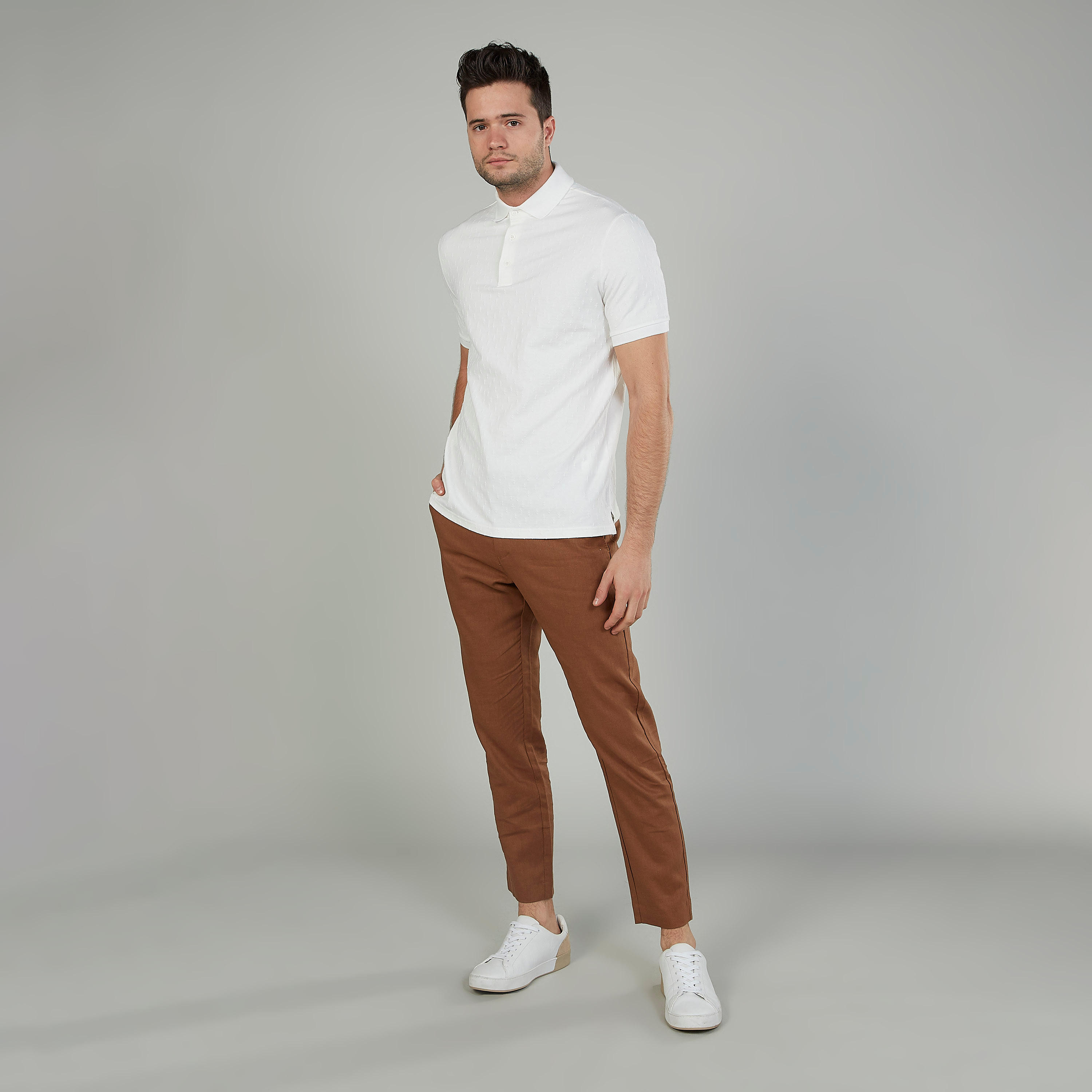تيشيرت بولو سليم سادة بأكمام قصيرة من آيكونيك-men-clothing-tshirtsandpolos-polos-image-2
