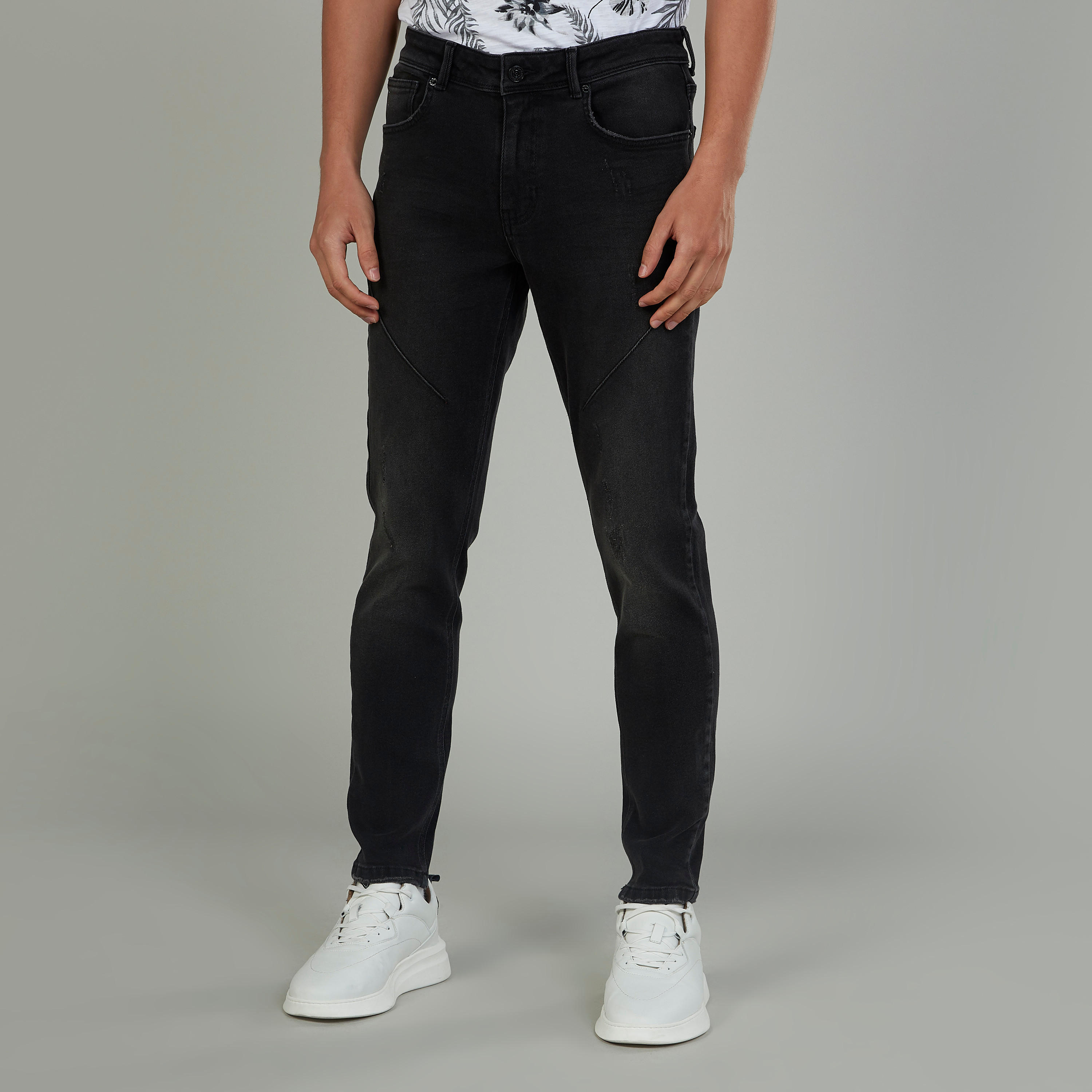 بنطلون جينز سليم بخصر متوسط الارتفاع وجيوب من آيكونيك-men-clothing-bottoms-jeans-image-1
