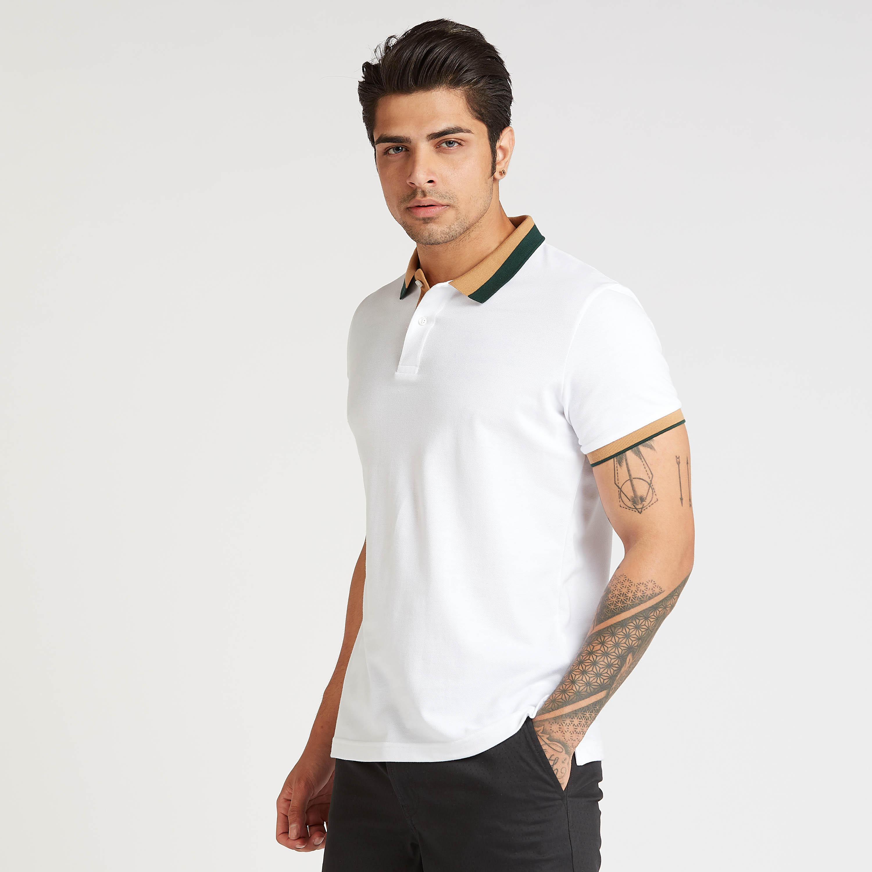 تيشيرت بولو سليم بارز الملمس بأكمام قصيرة من آيكونيك-men-clothing-tshirtsandpolos-polos-image-1
