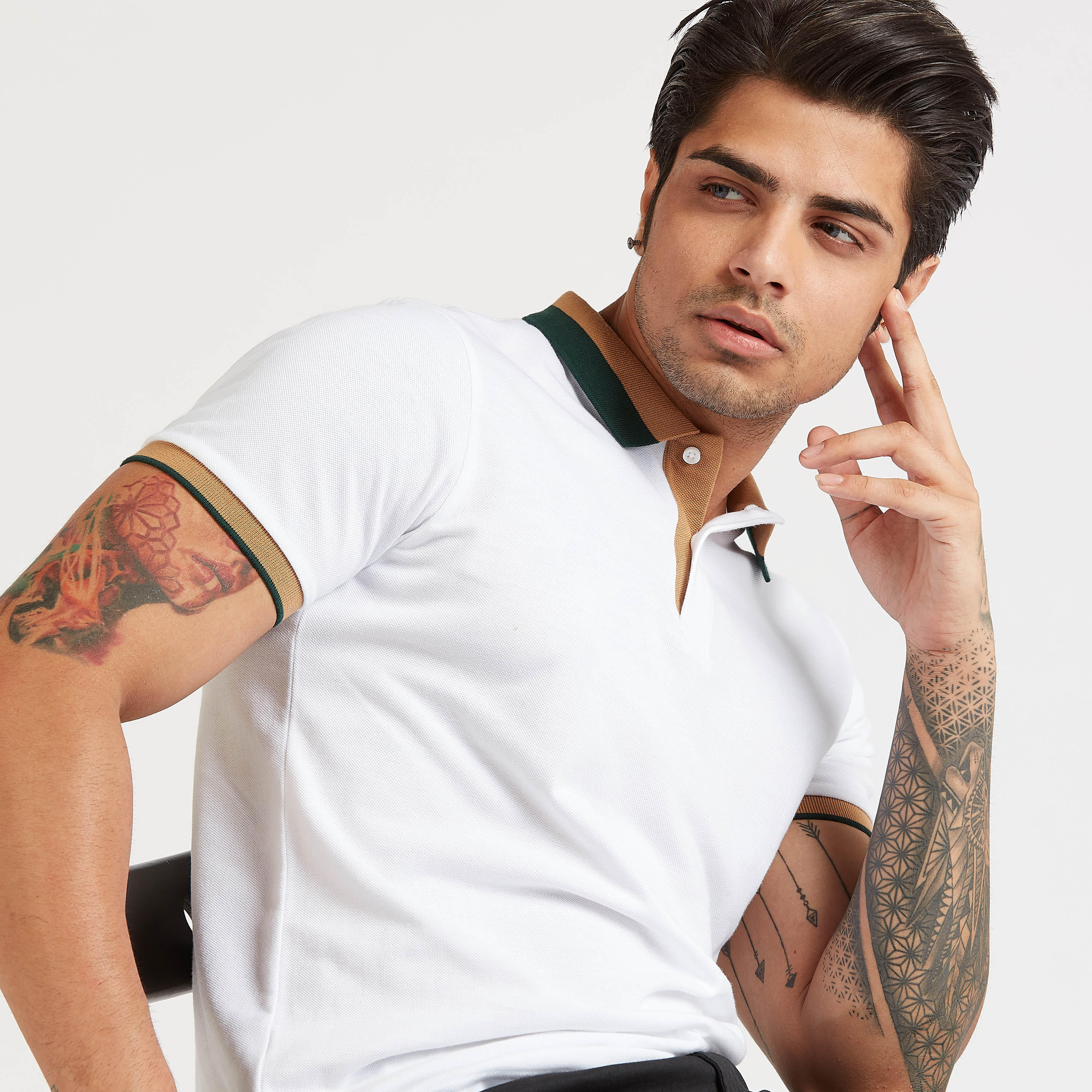 تيشيرت بولو سليم بارز الملمس بأكمام قصيرة من آيكونيك-men-clothing-tshirtsandpolos-polos-image-5