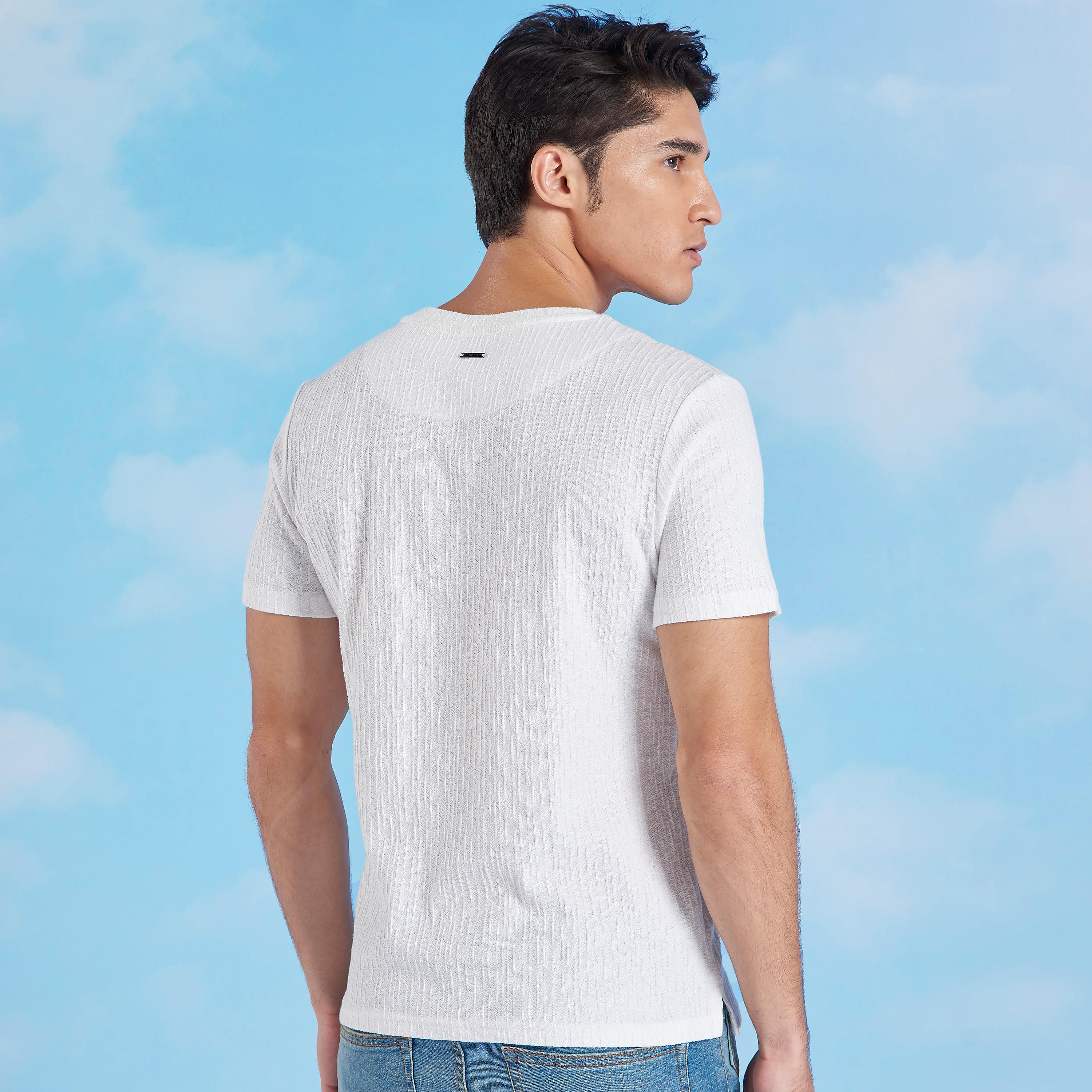 تيشيرت سادة سليم بياقة ضيقة وأكمام قصيرة من آيكونيك-men-clothing-tshirtsandpolos-tshirts-image-6