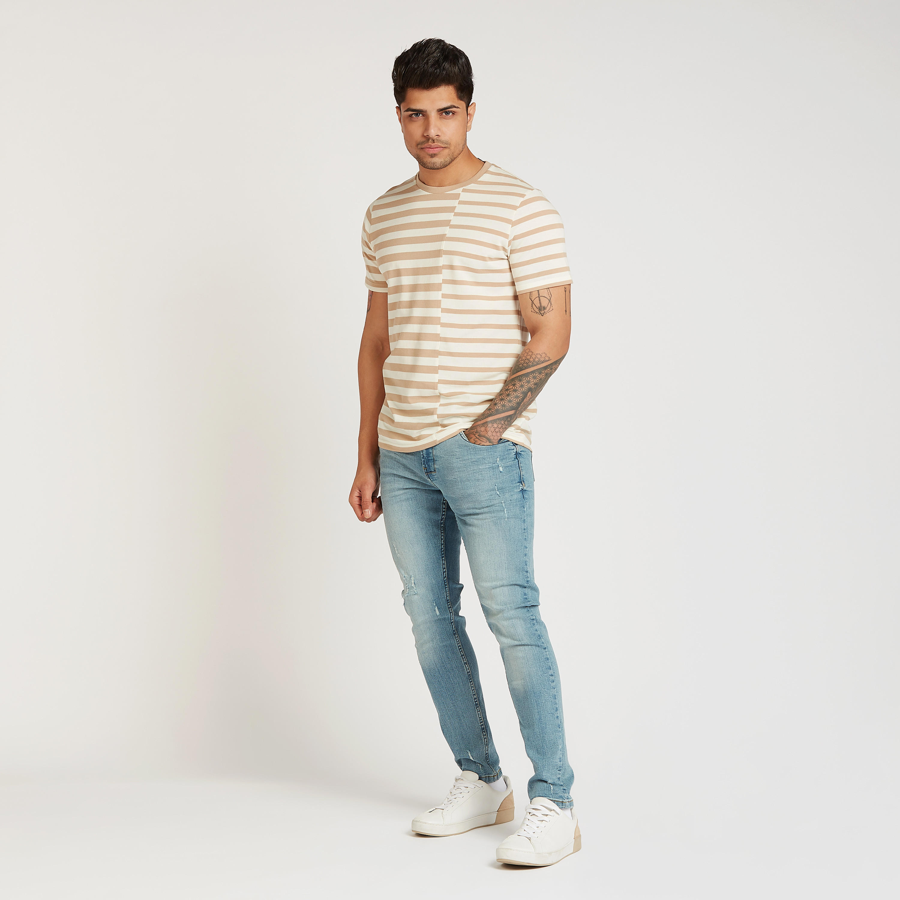 بنطلون جينز ممزّق بقصّة سليم وخصر متوسط الارتفاع وجيوب من آيكونيك-men-clothing-bottoms-jeans-image-2