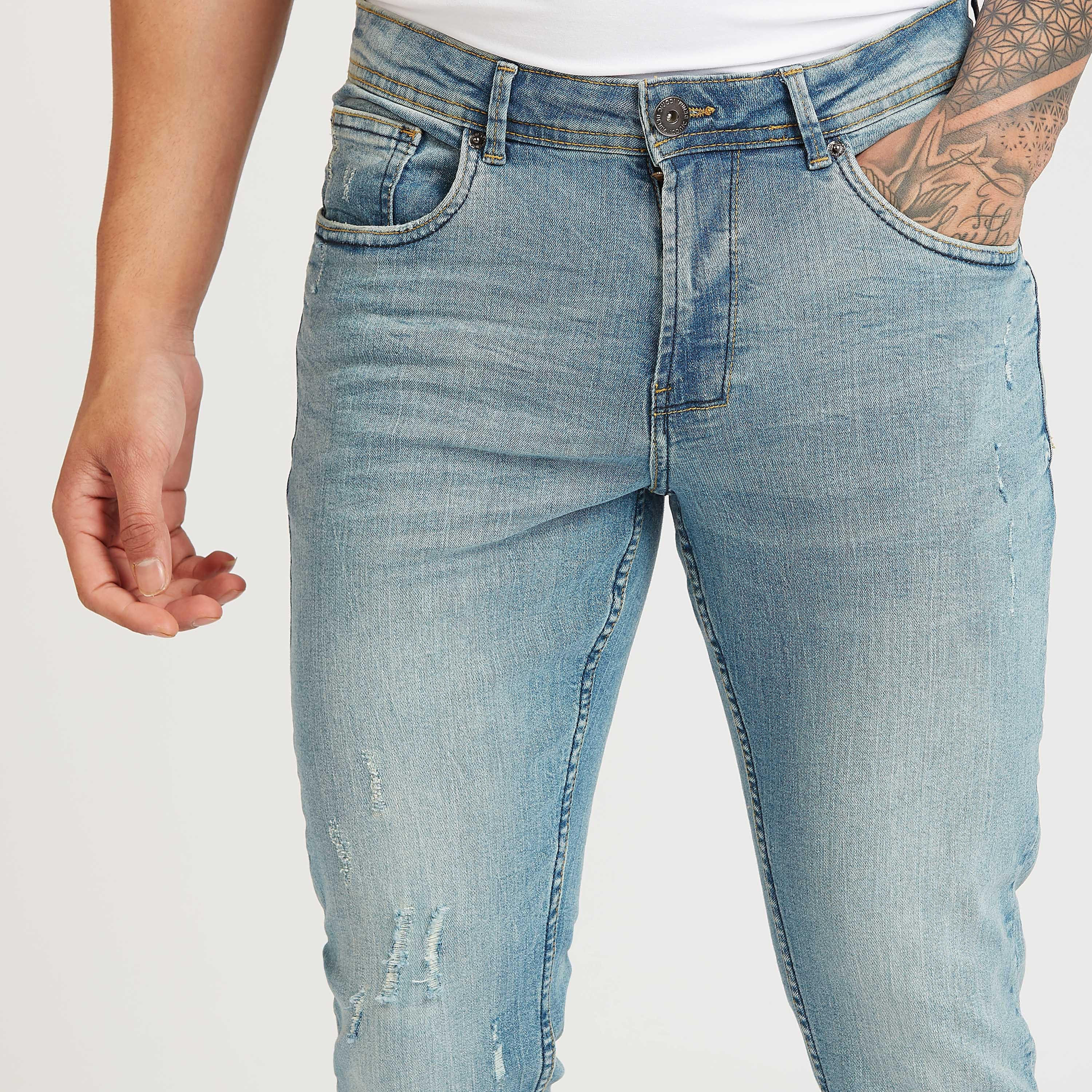 بنطلون جينز ممزّق بقصّة سليم وخصر متوسط الارتفاع وجيوب من آيكونيك-men-clothing-bottoms-jeans-image-3