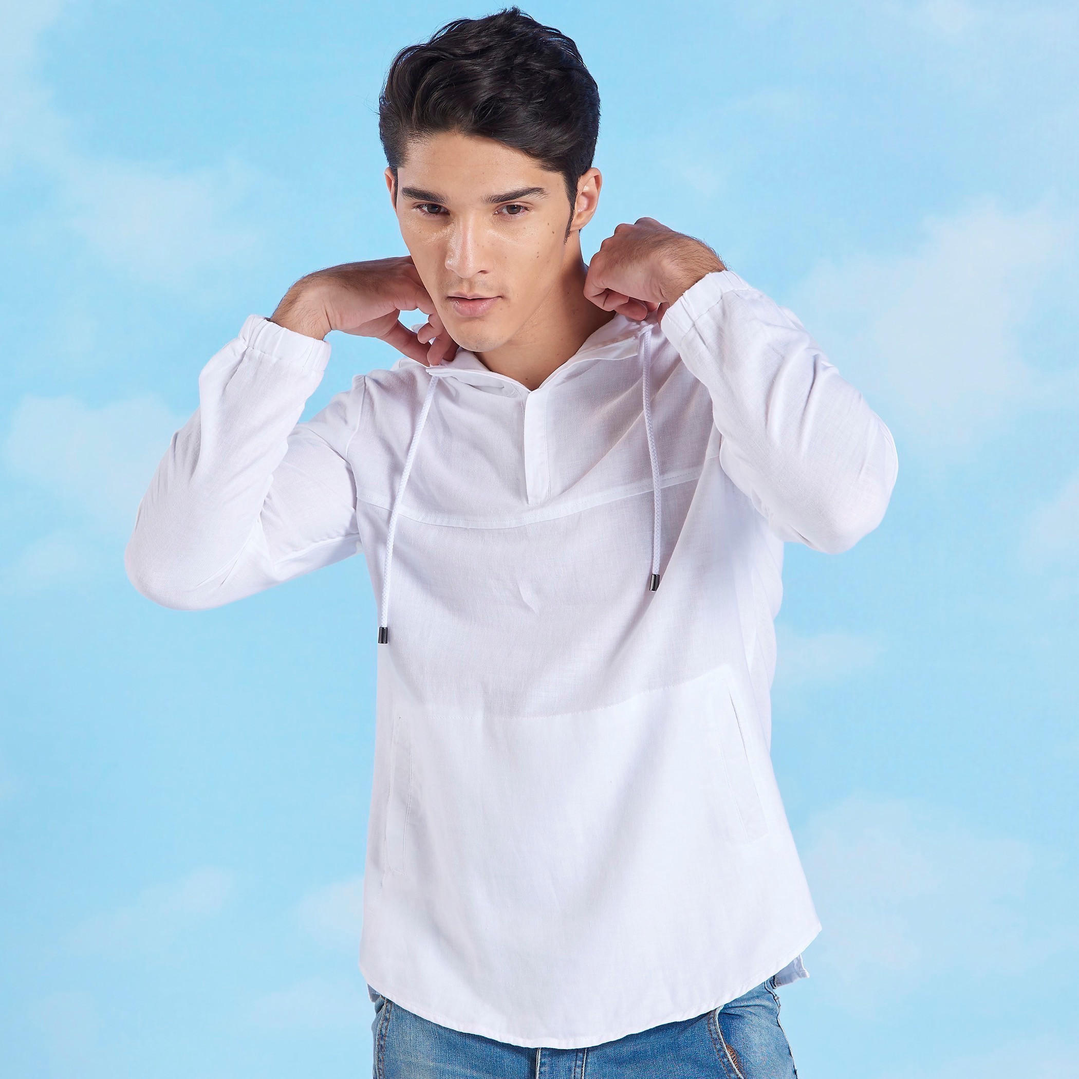 Iconic Solid Linen Hoodie with Long Sleeves and Kangaroo Pockets-men-winterwear-hoodiesandsweatshirts-image-6