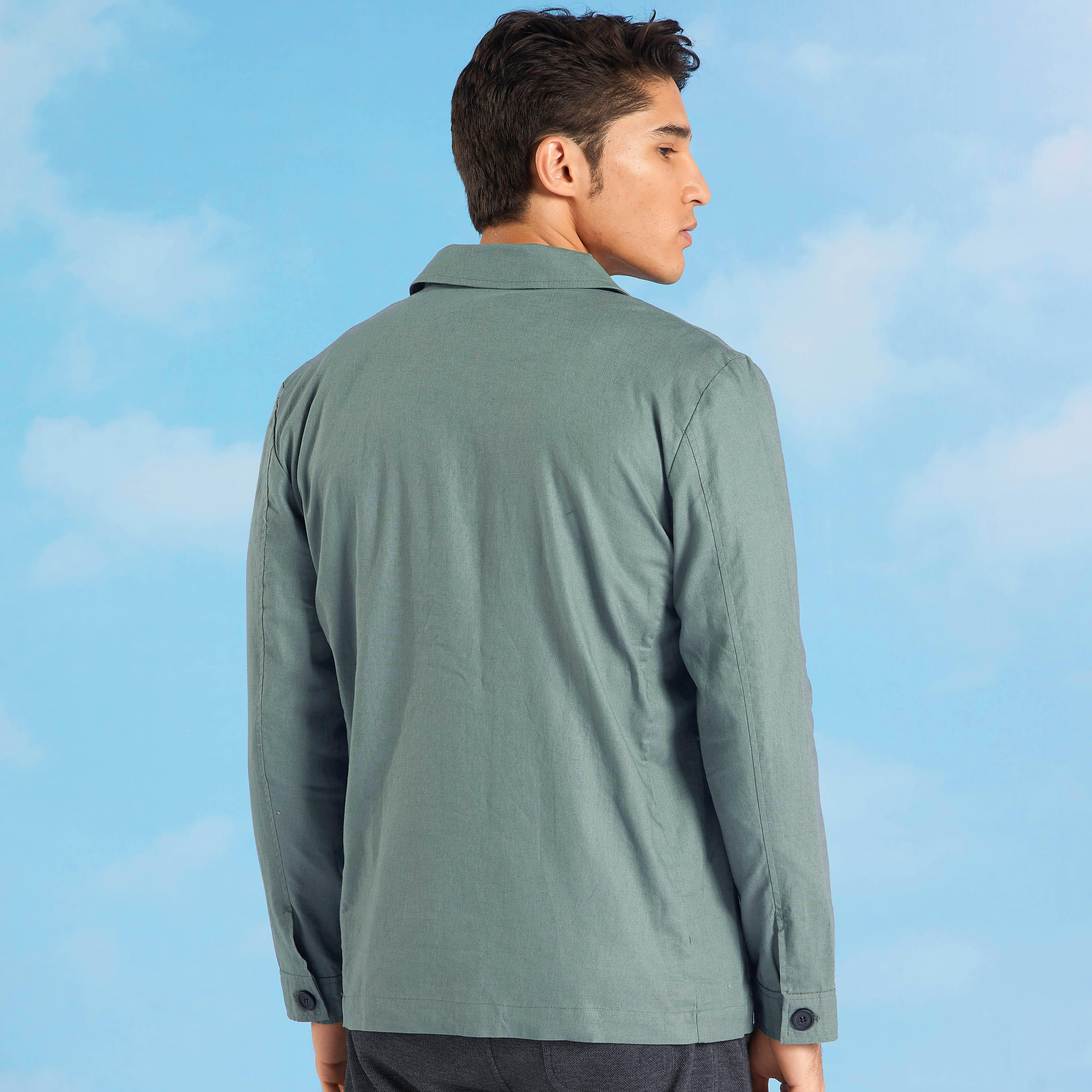 جاكيت كتّان سادة بأكمام طويلة وجيوب من آيكونيك-men-clothing-jacketsandblazers-jackets-image-4