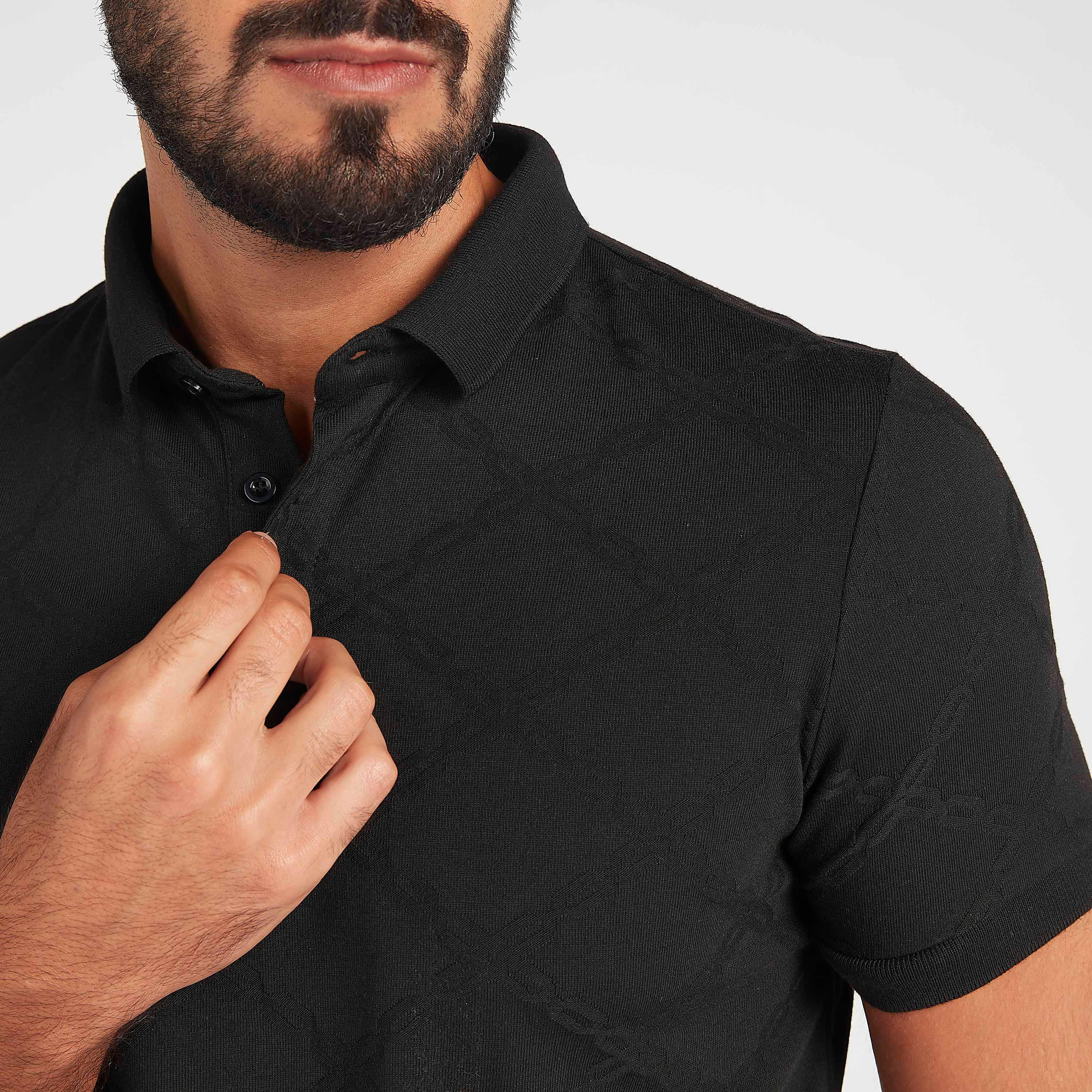 Sustainable Iconic Slim Fit Textured Polo T-shirt with Short Sleeves-men-clothing-tshirtsandpolos-polos-image-3