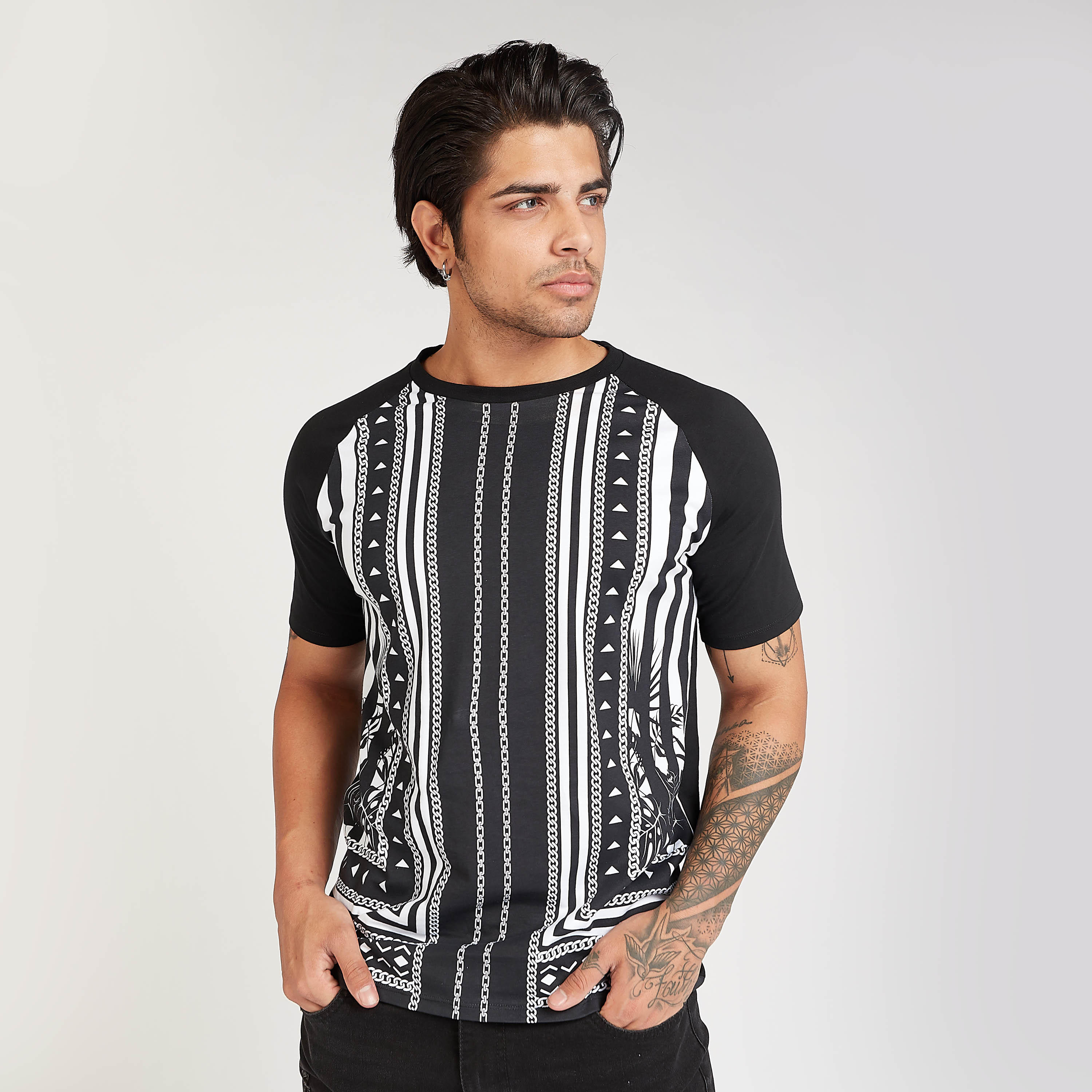 Slim Fit Printed T-shirt with Crew Neck and Short Sleeves-men-clothing-tshirtsandpolos-tshirts-image-1
