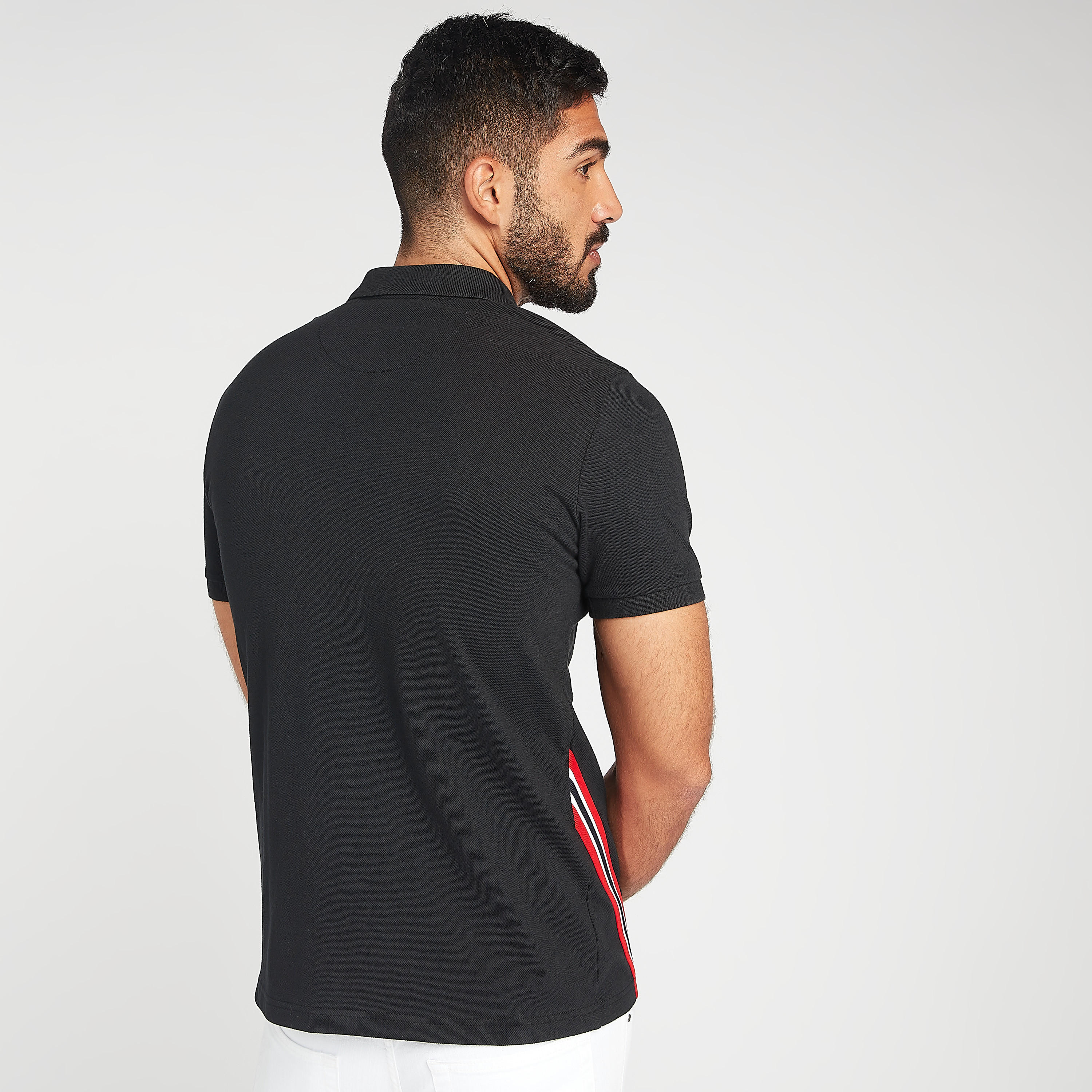 تيشيرت بولو مستدام بأكمام قصيرة وتفاصيل مخططة من آيكونيك-men-clothing-tshirtsandpolos-polos-image-5
