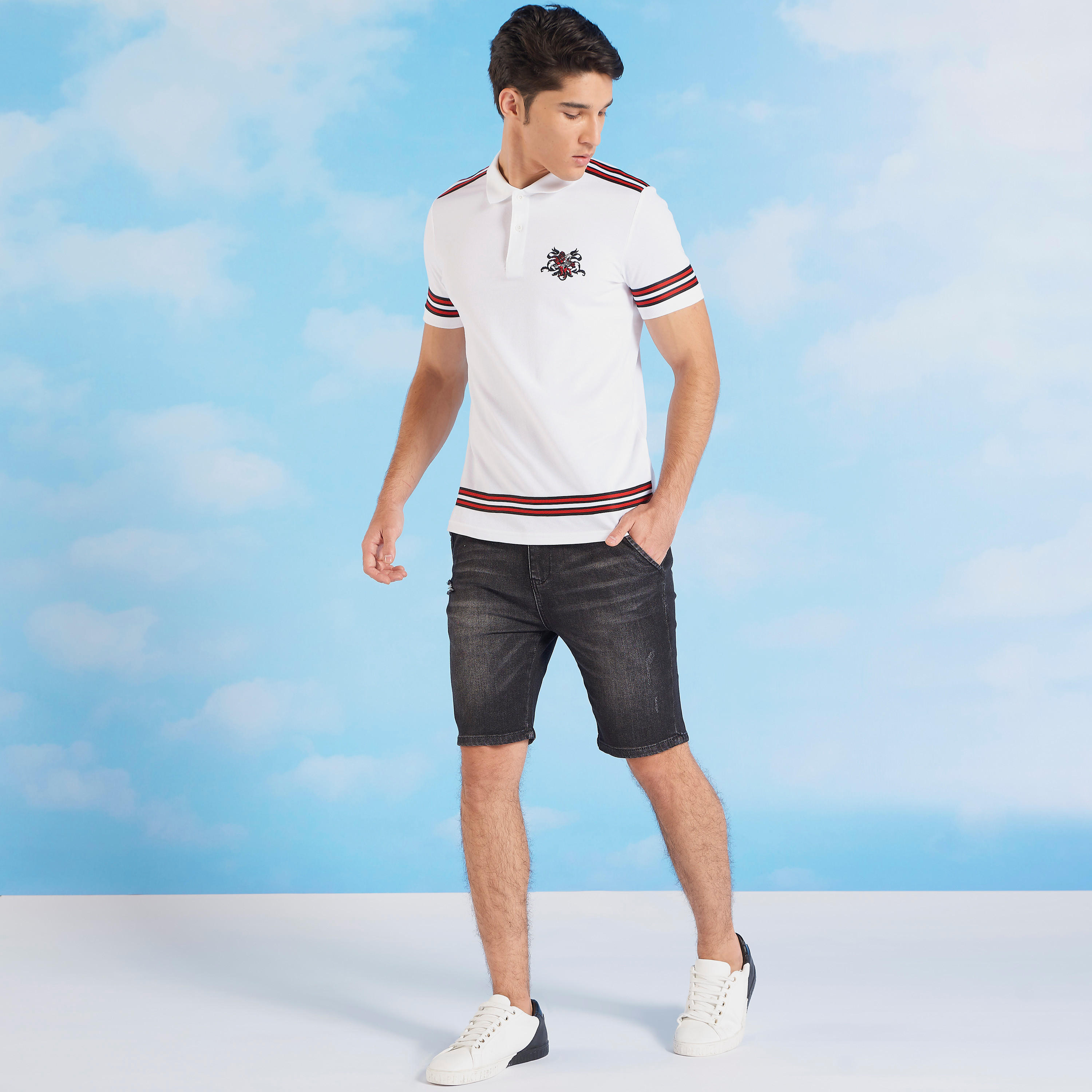 Sustainable Iconic Polo T-shirt with Short Sleeves and Stripe Detail-men-clothing-tshirtsandpolos-polos-image-2