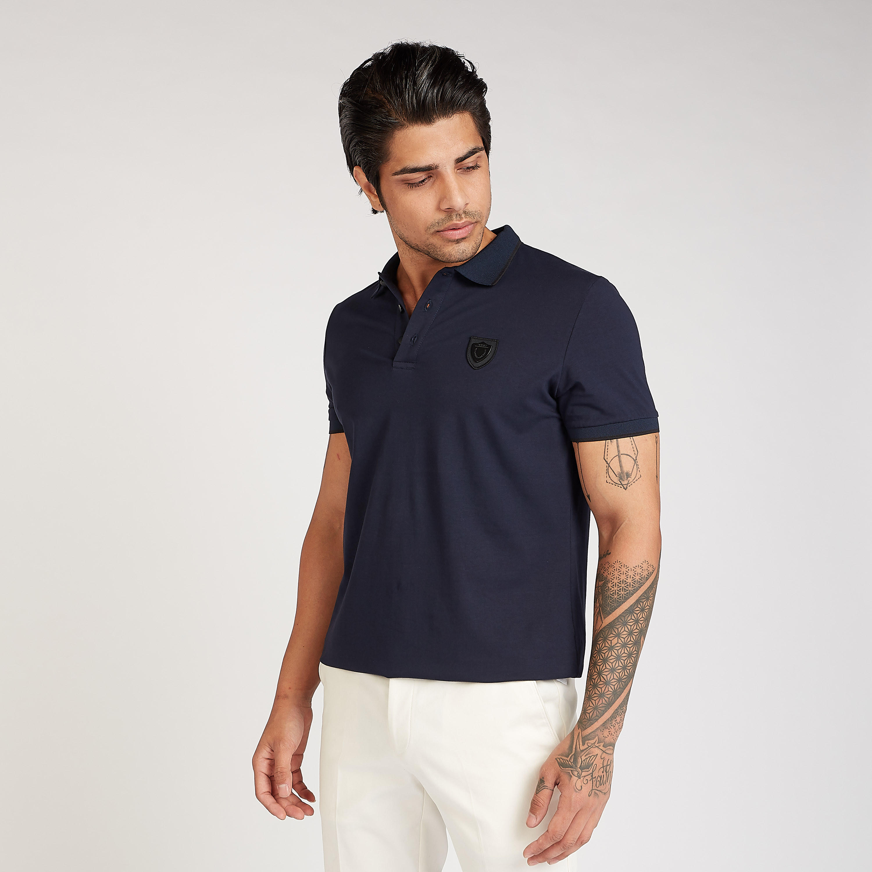 تيشيرت بولو سليم بارز الملمس بأكمام قصيرة من آيكونيك-men-clothing-tshirtsandpolos-polos-image-1