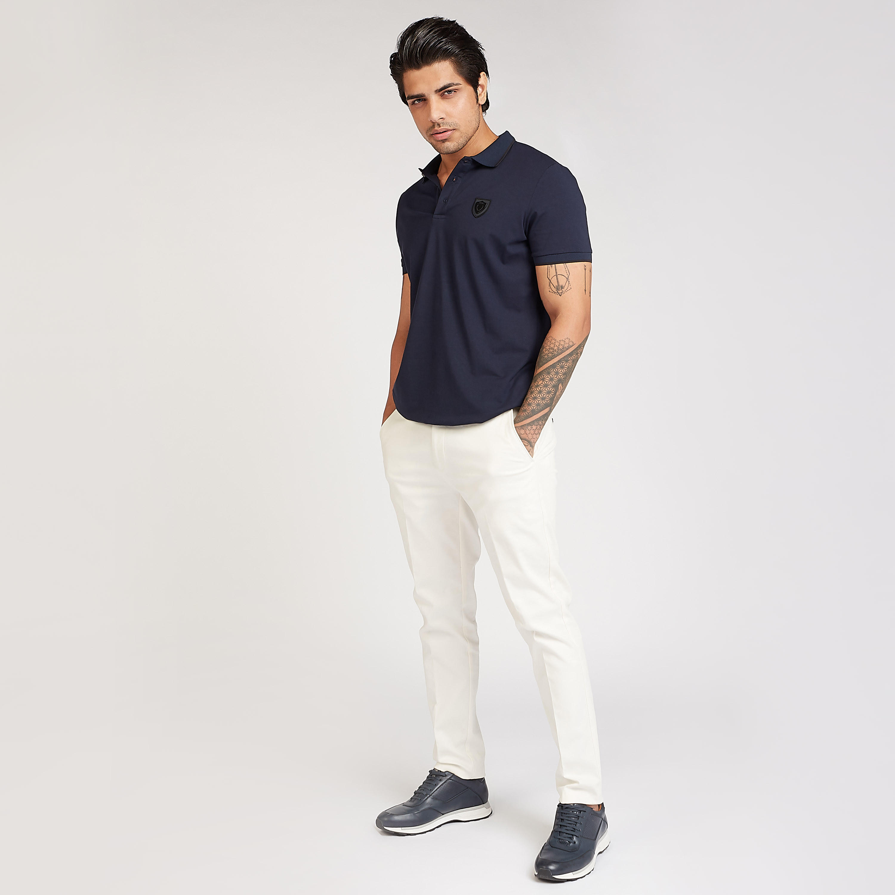 تيشيرت بولو سليم بارز الملمس بأكمام قصيرة من آيكونيك-men-clothing-tshirtsandpolos-polos-image-2