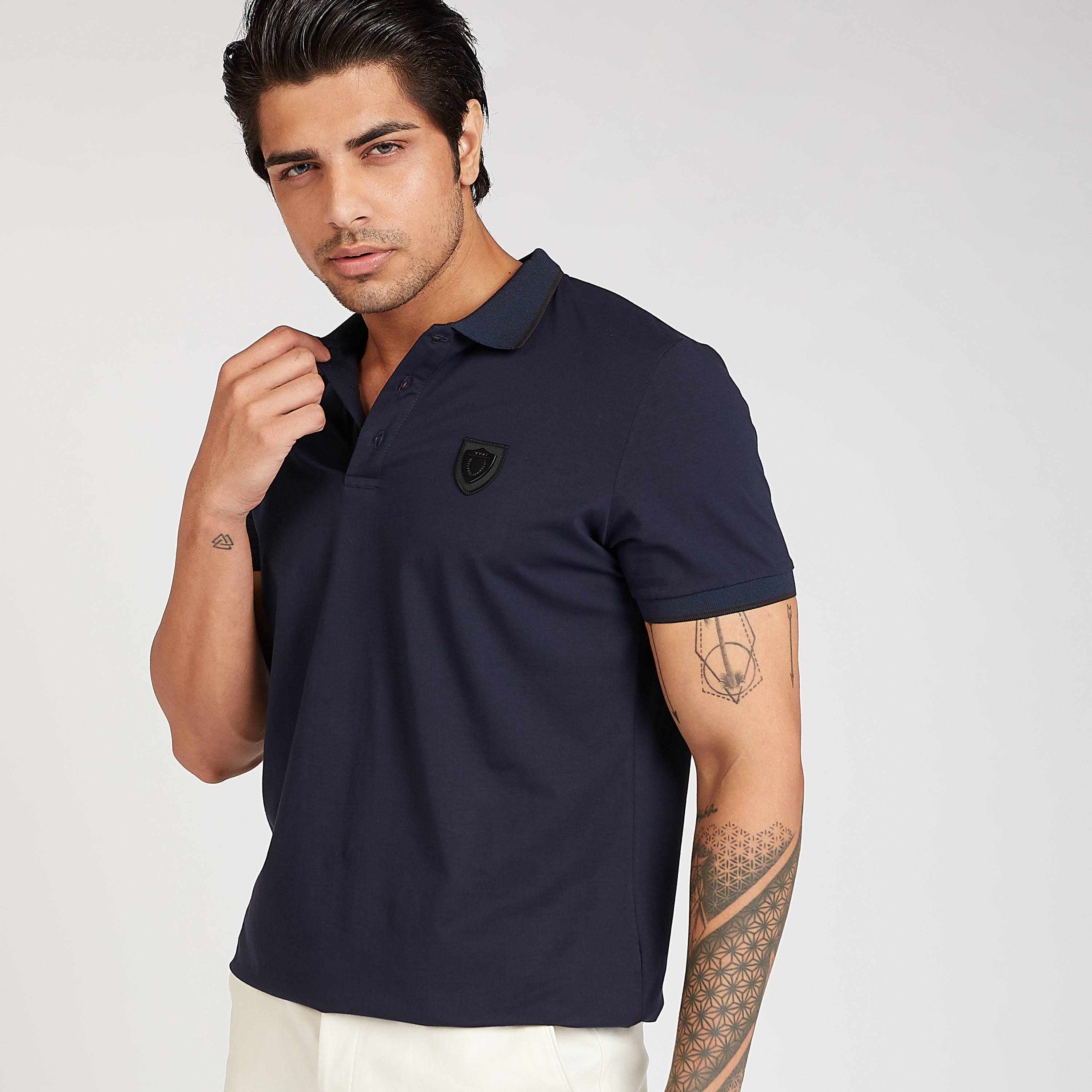 تيشيرت بولو سليم بارز الملمس بأكمام قصيرة من آيكونيك-men-clothing-tshirtsandpolos-polos-image-5