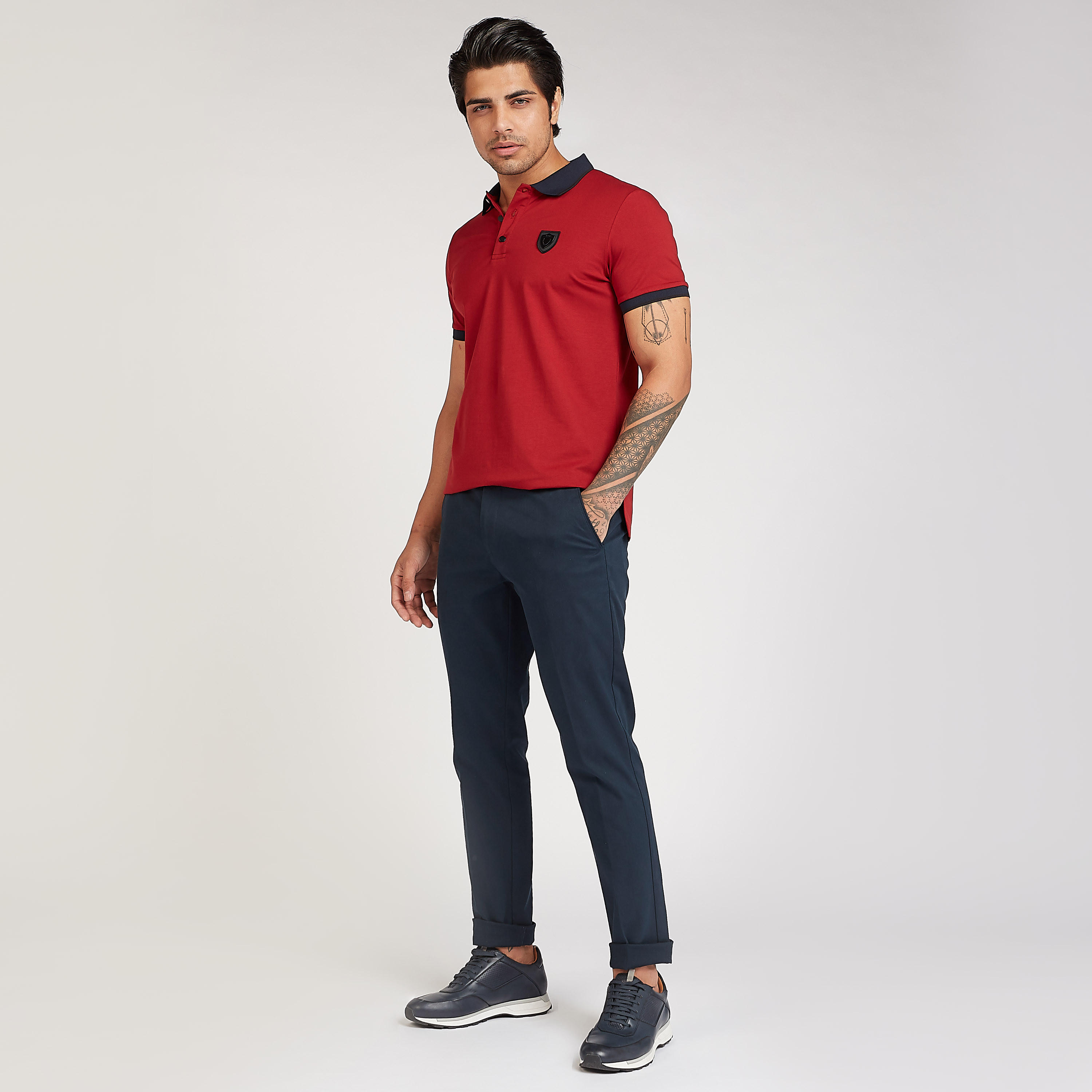 تيشيرت بولو سليم بارز الملمس بأكمام قصيرة من آيكونيك-men-clothing-tshirtsandpolos-polos-image-2