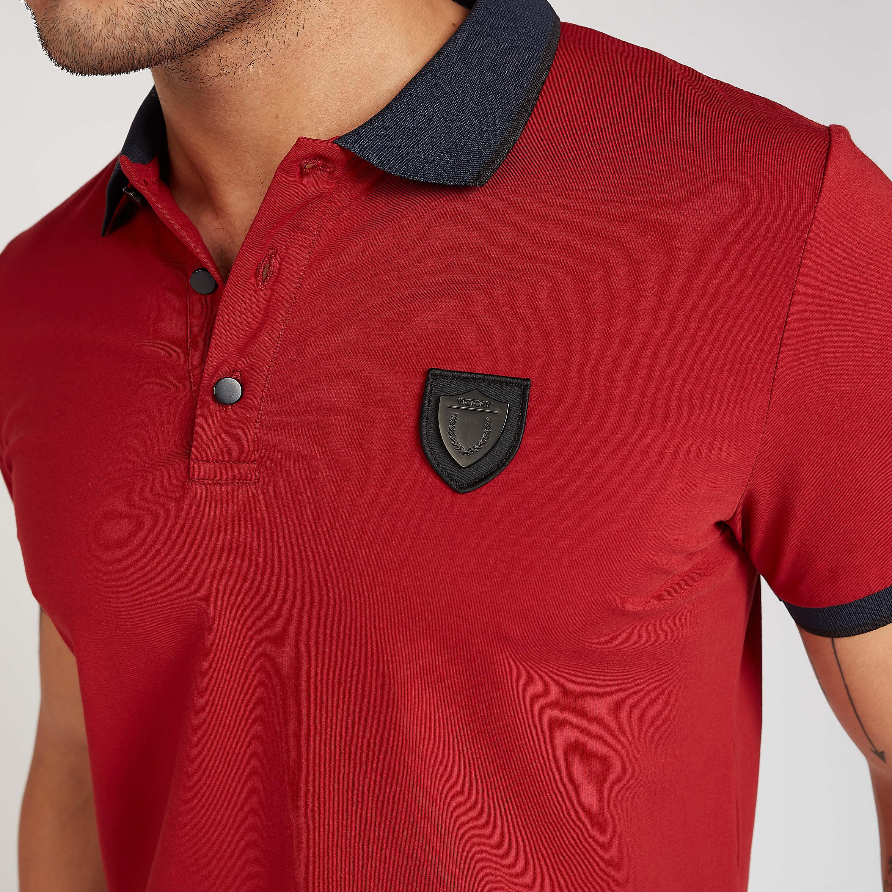 تيشيرت بولو سليم بارز الملمس بأكمام قصيرة من آيكونيك-men-clothing-tshirtsandpolos-polos-image-3