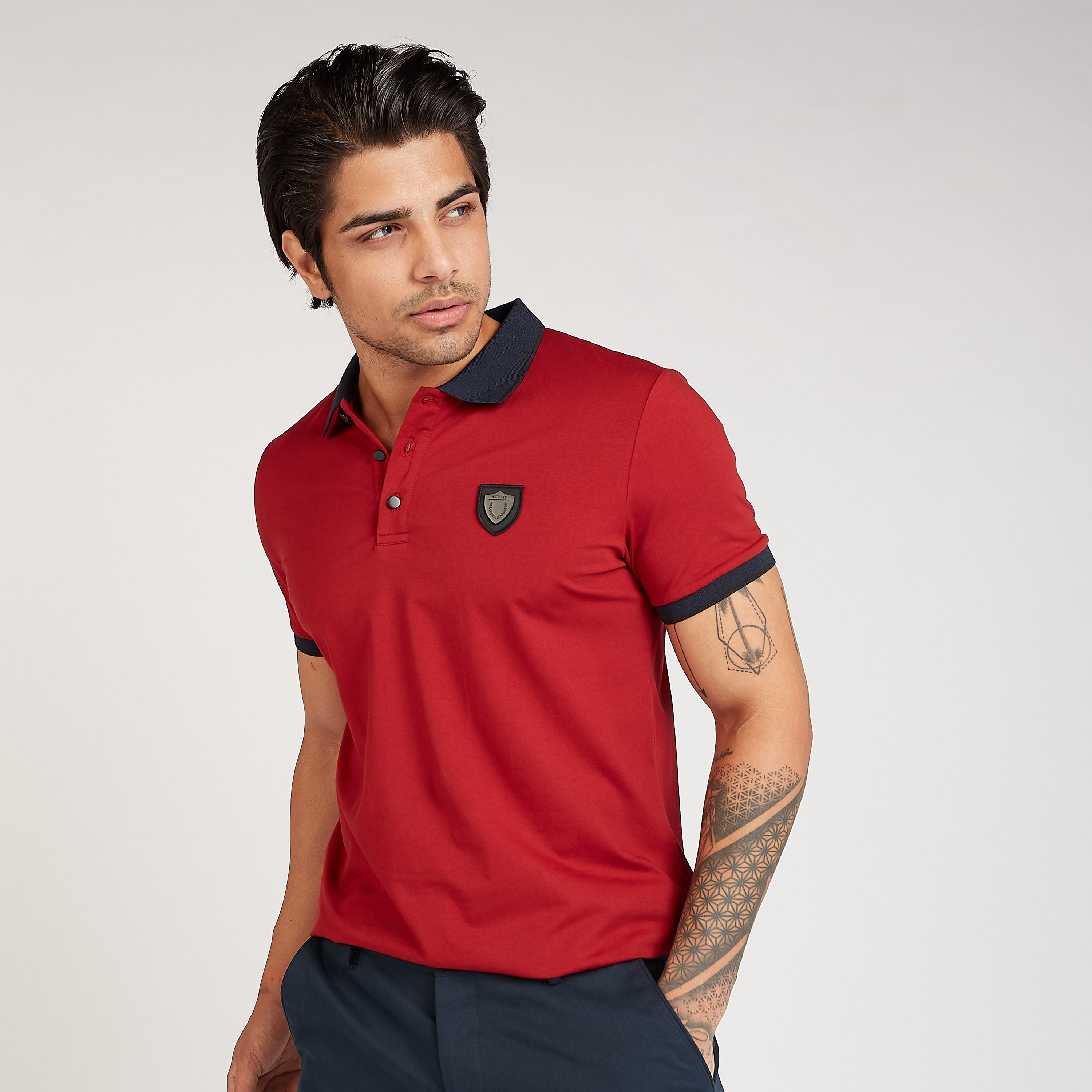 تيشيرت بولو سليم بارز الملمس بأكمام قصيرة من آيكونيك-men-clothing-tshirtsandpolos-polos-image-5