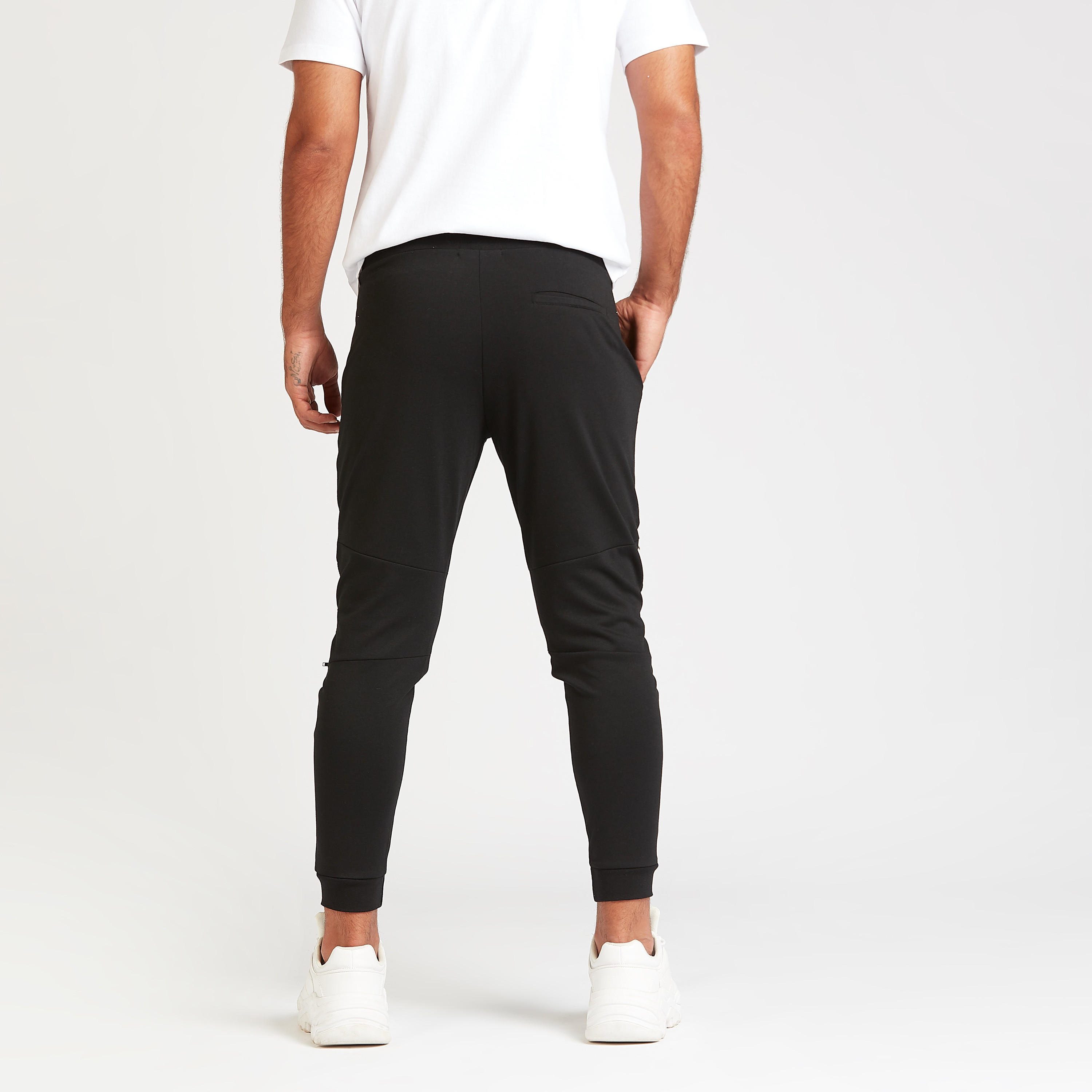 بنطلون رياضي سليم بخصر متوسط الارتفاع وتفاصيل جيوب ورباط-men-clothing-bottoms-joggers-image-4