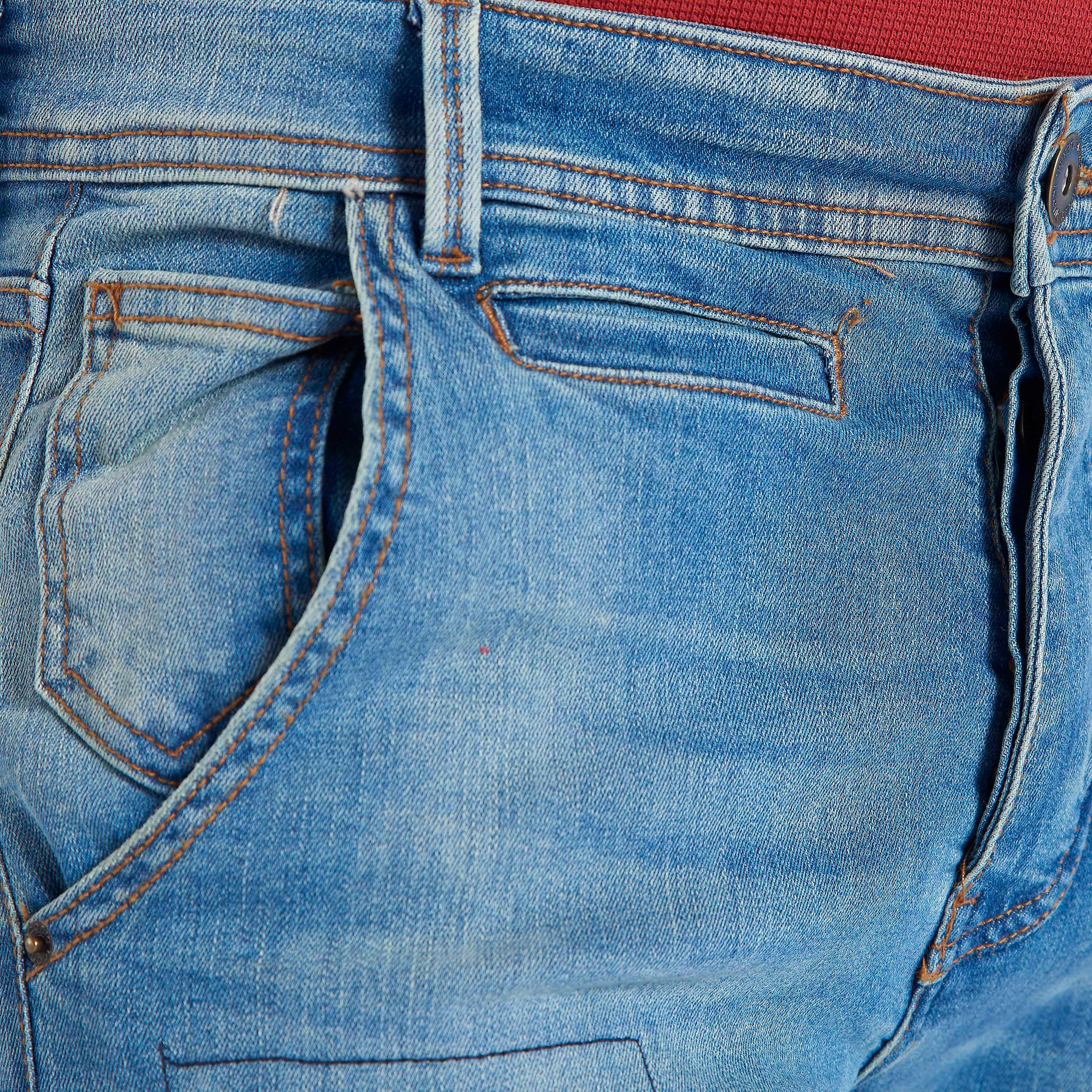 بنطلون جينز سليم فيت ممزّق بخصر متوسّط الارتفاع وجيوب وعراوي حزام من آيكونيك-men-clothing-bottoms-jeans-image-3