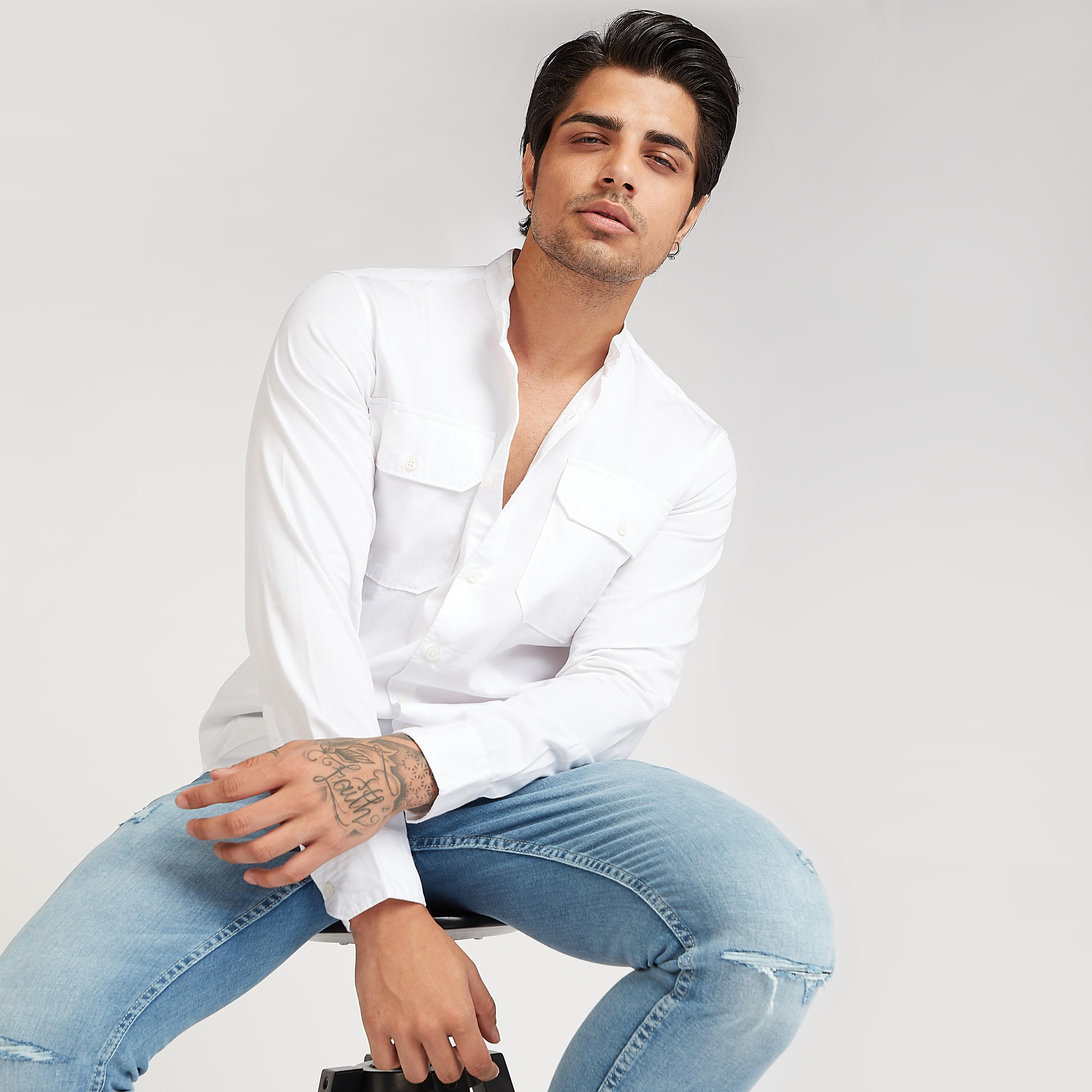 Sustainable Iconic Solid Mandarin Collared Shirt with Long Sleeves-men-clothing-shirts-image-6