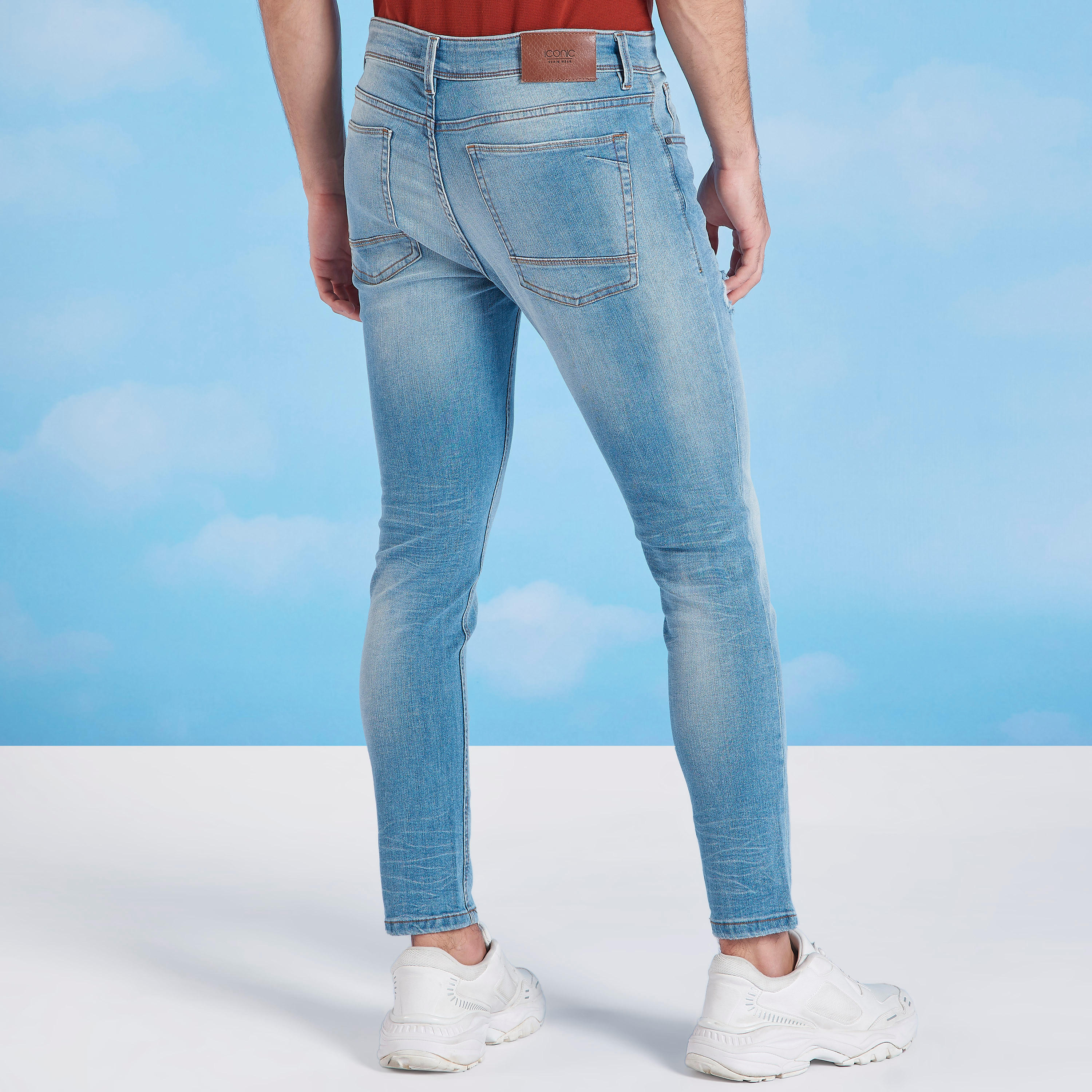 بنطال جينز مضلّع بزر إغلاق من آيكونيك-men-clothing-bottoms-jeans-image-1