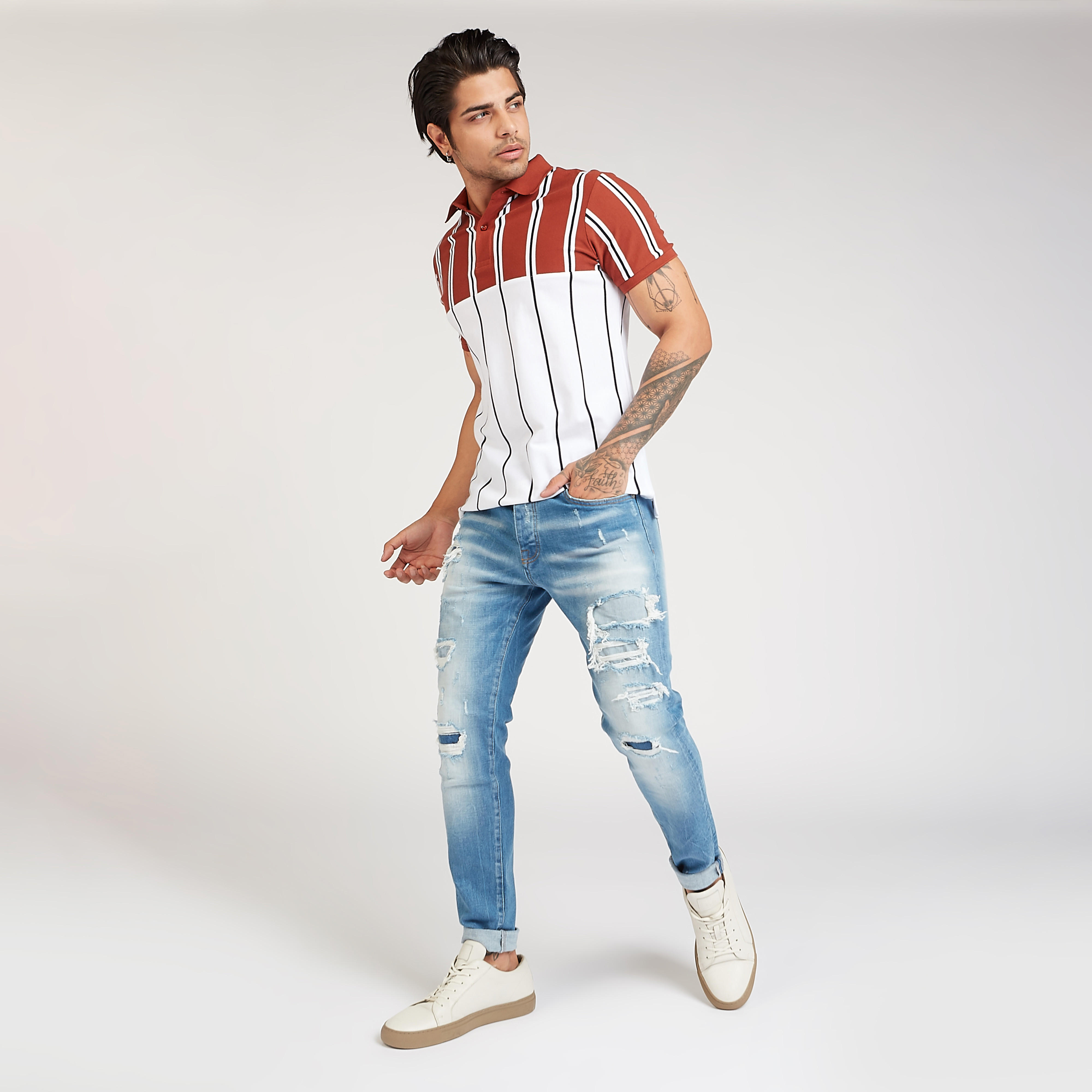 بنطلون جينز ممزق طويل سليم بخصر متوسط الارتفاع وجيوب من آيكونيك-men-clothing-bottoms-jeans-image-2