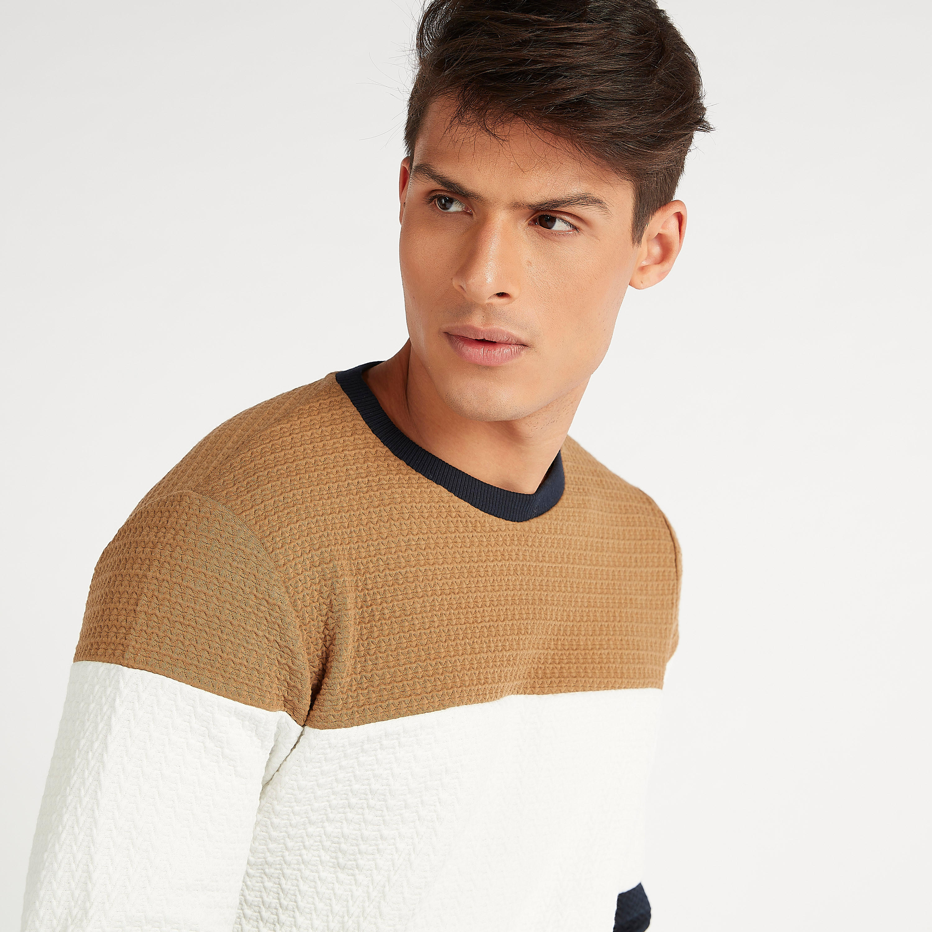 سويت شيرت مستدام بارز الملمس بياقة ضيّقة وأكمام طويلة من أيكونيك-men-winterwear-hoodiesandsweatshirts-image-8