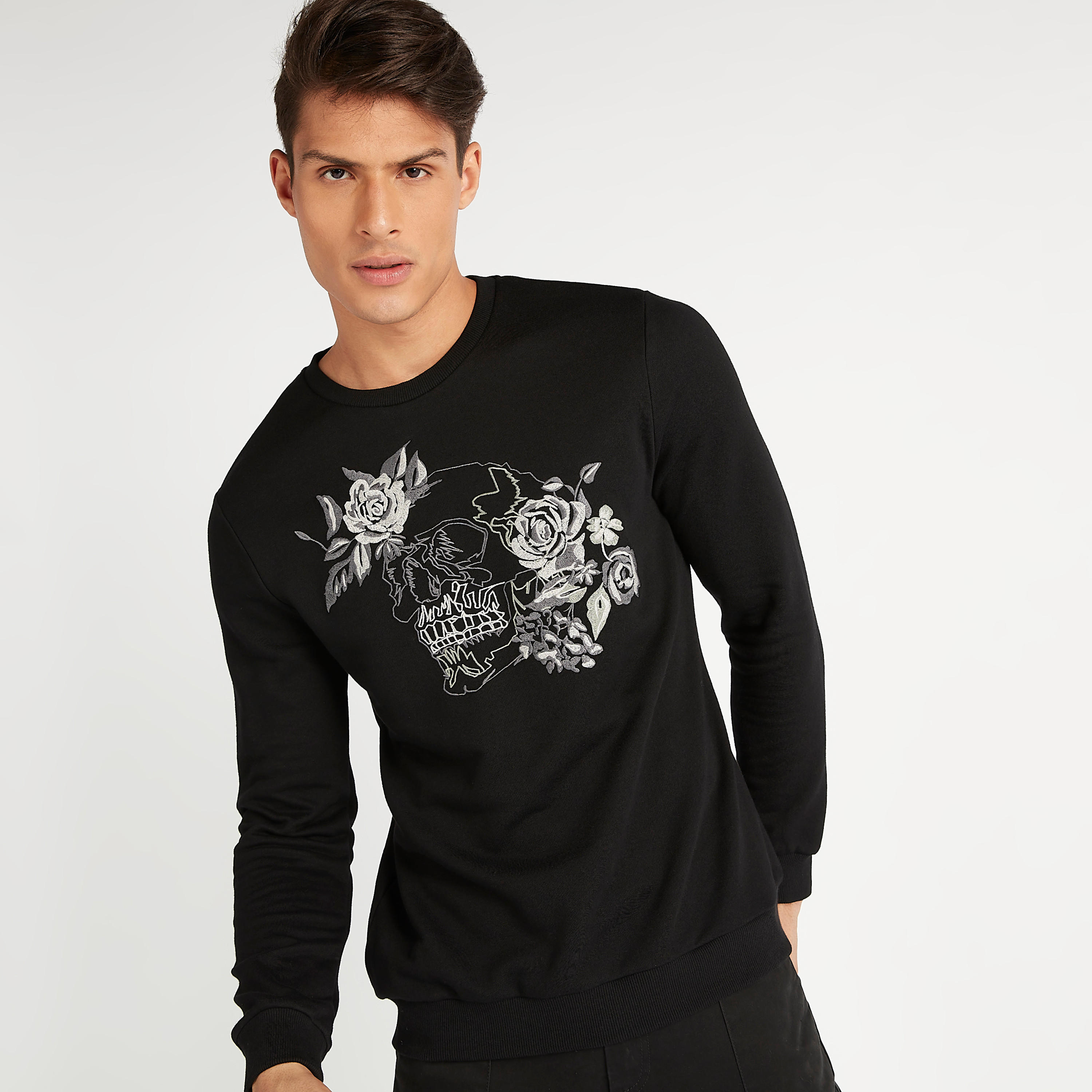 Sustainable Iconic Embroidered Sweatshirt with Long Sleeves-men-winterwear-hoodiesandsweatshirts-image-1