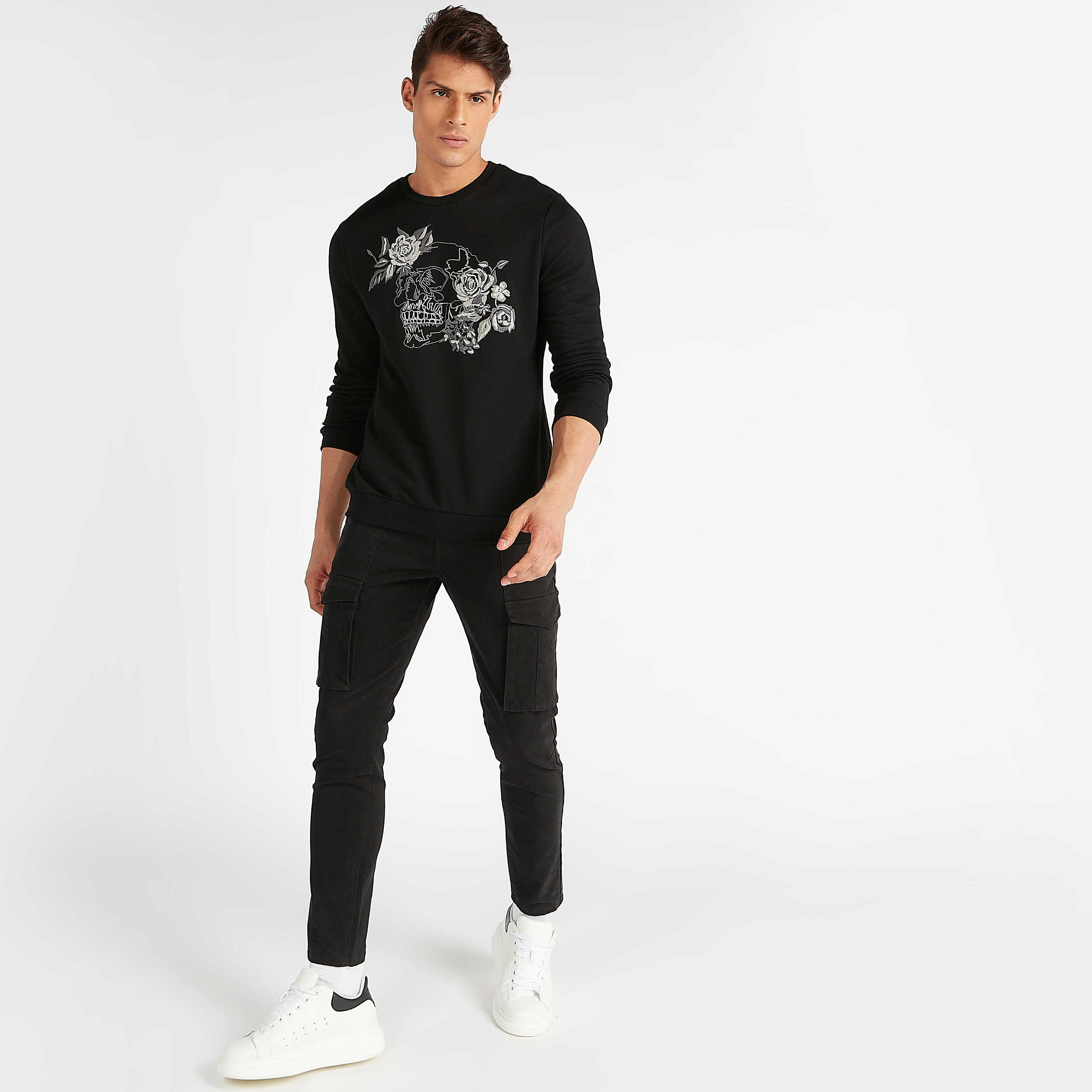 Sustainable Iconic Embroidered Sweatshirt with Long Sleeves-men-winterwear-hoodiesandsweatshirts-image-2