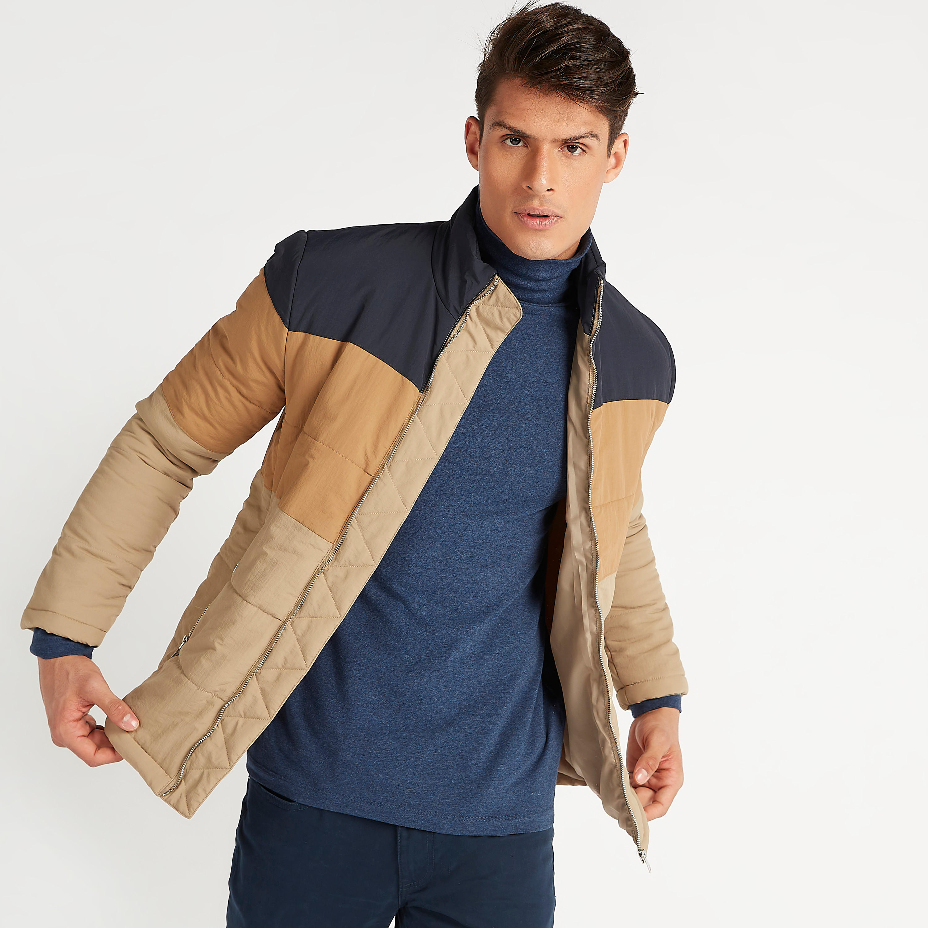 جاكيت مبطّن بسحّاب وأكمام طويلة وجيوب من آيكونيك-men-clothing-jacketsandblazers-jackets-image-1