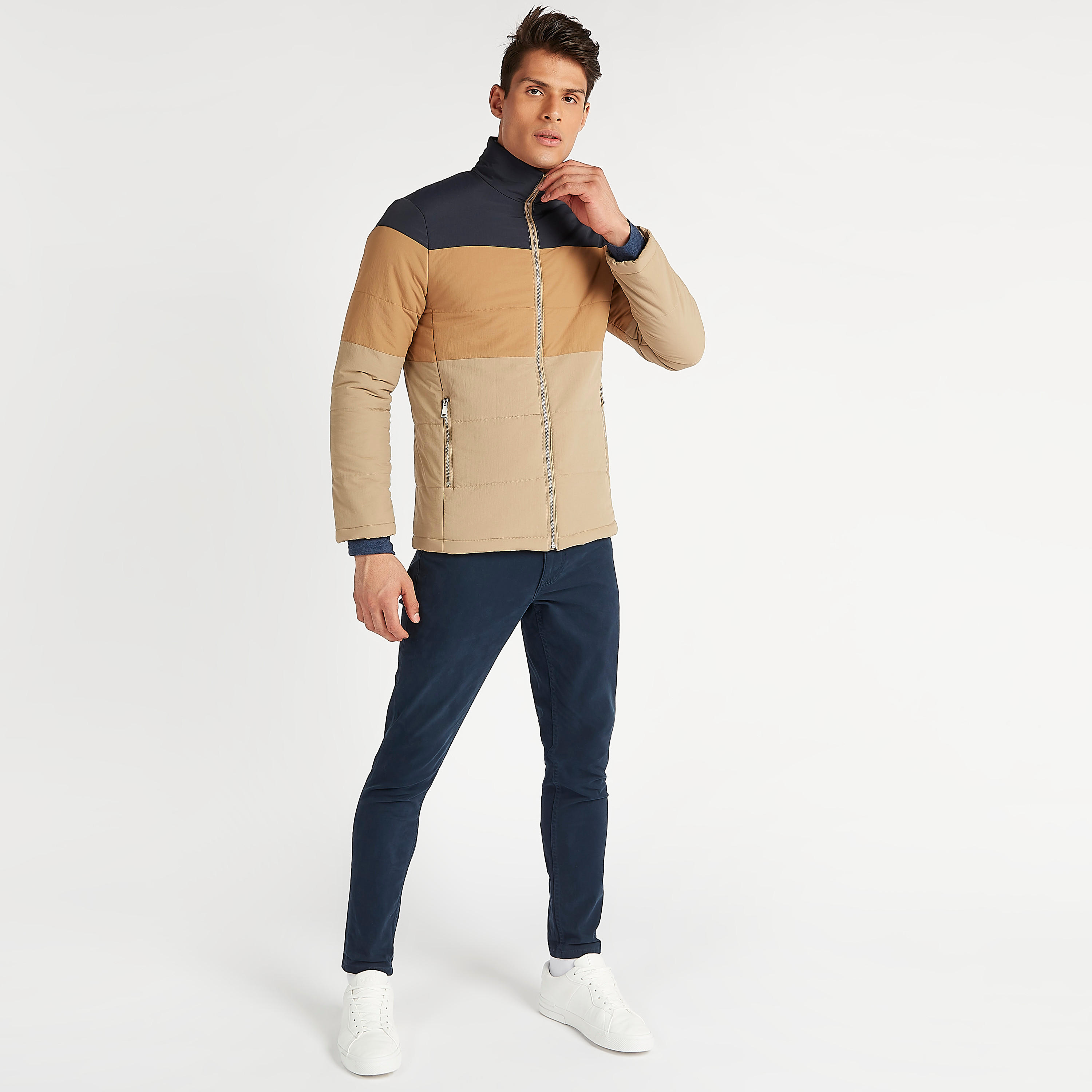 جاكيت مبطّن بسحّاب وأكمام طويلة وجيوب من آيكونيك-men-clothing-jacketsandblazers-jackets-image-2