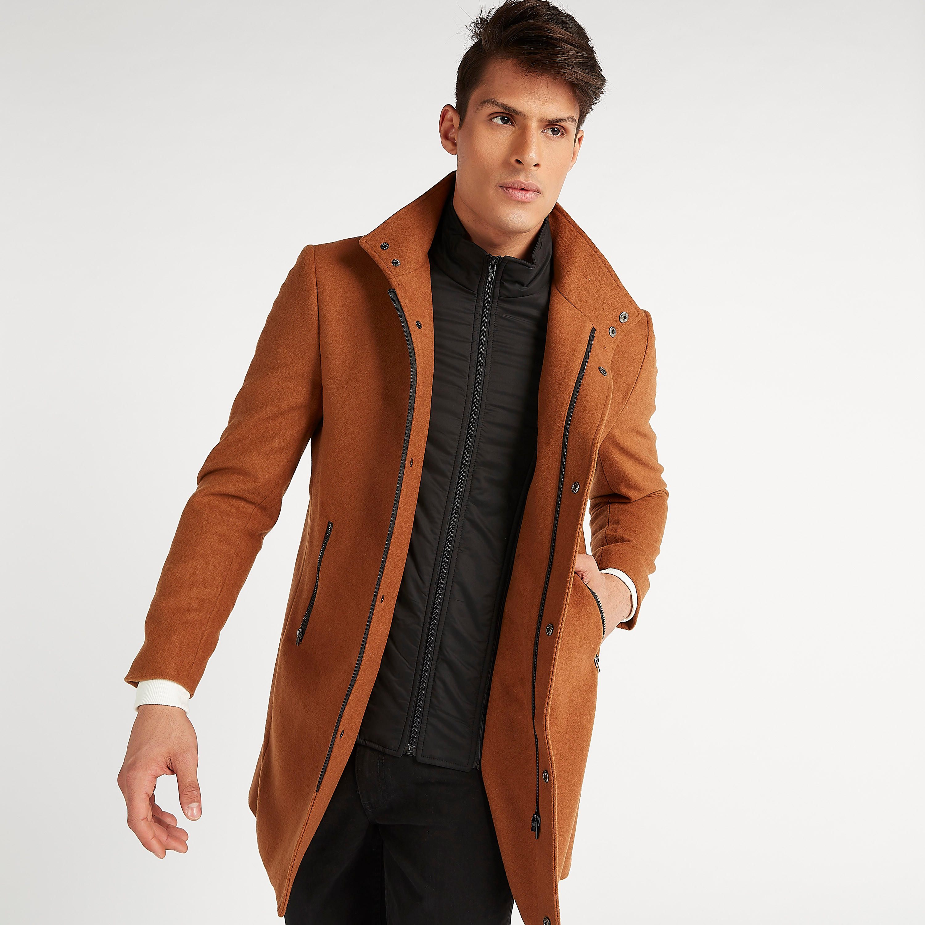 جاكيت طويل بسحّاب وأكمام طويلة وجيوب من آيكونيك-men-clothing-jacketsandblazers-jackets-image-1