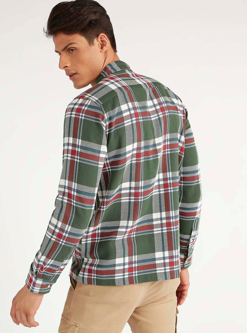 Sustainable Iconic Checked Zip Through Shirt with Long Sleeves-men-clothing-shirts-image-4