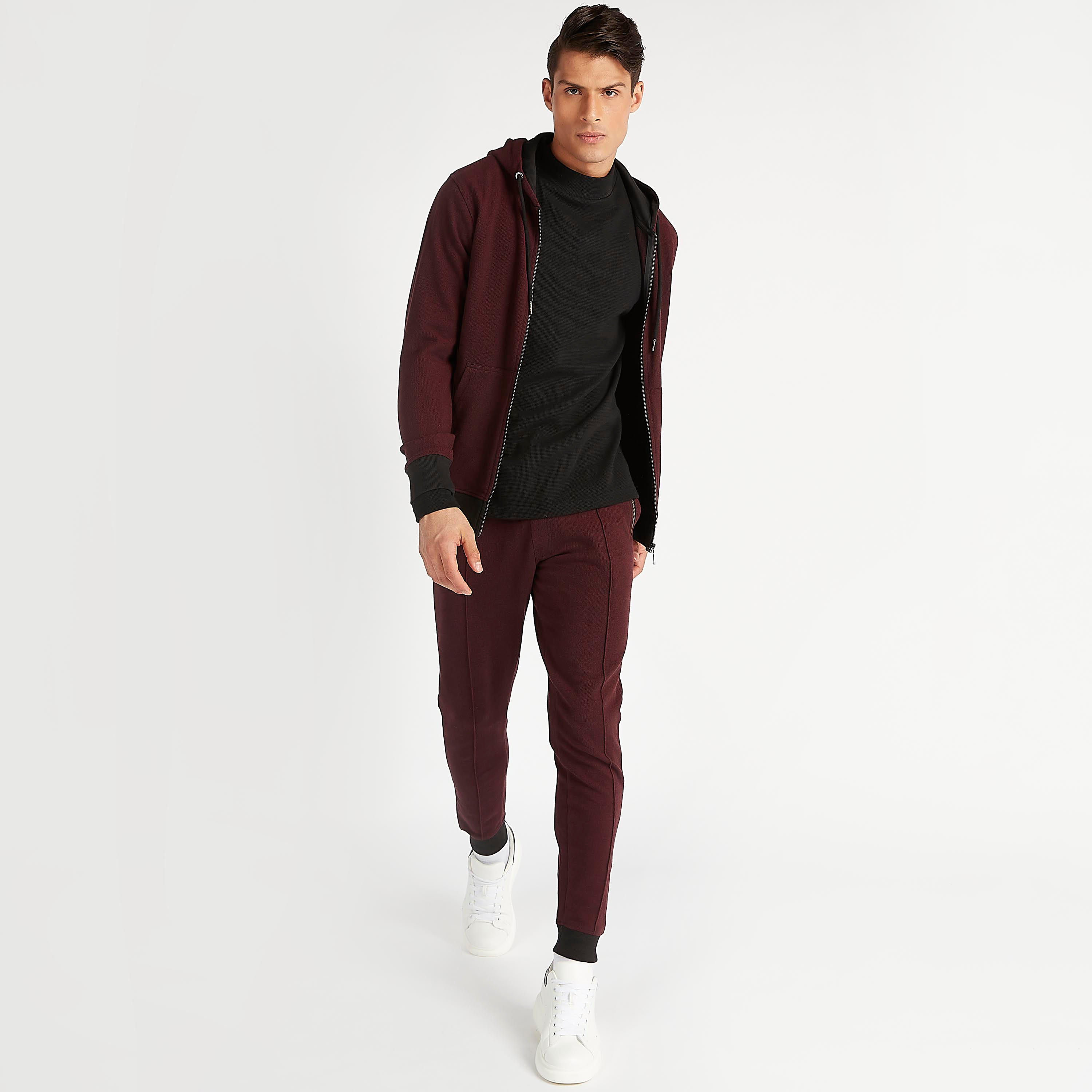 بنطلون رياضي سادة بخصر مطّاطي وجيوب من ايكونيك-men-clothing-bottoms-joggers-image-2
