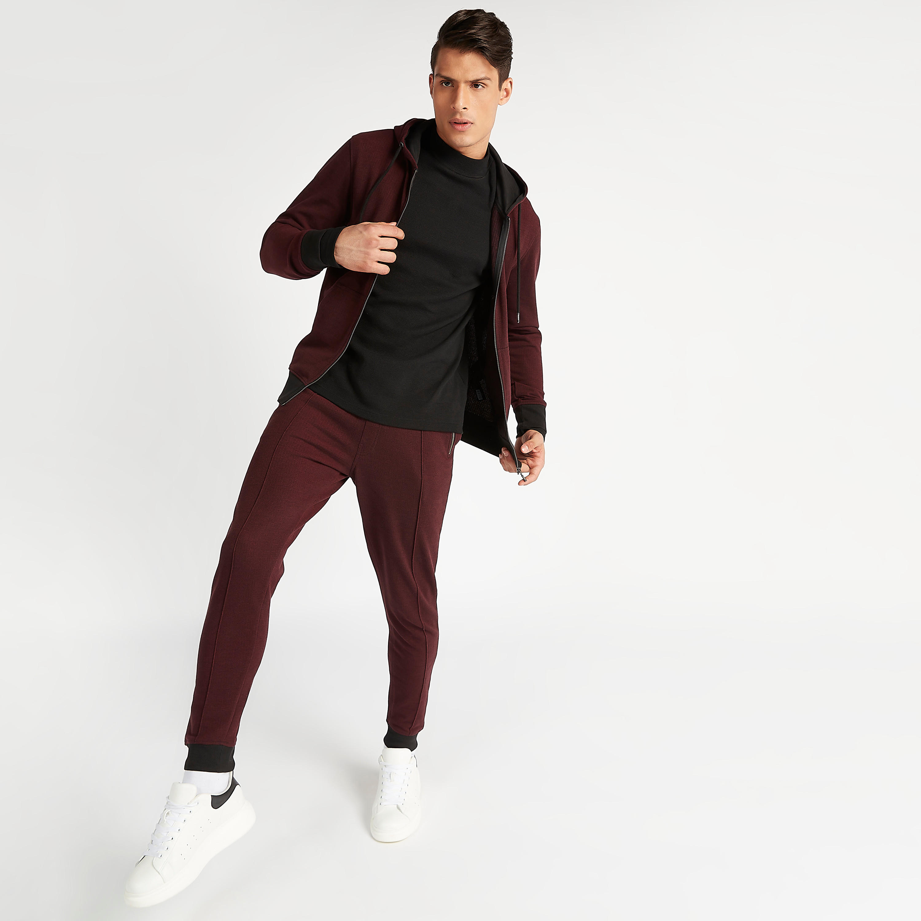 Sustainable Iconic Textured Zip Through Hoodie with Long Sleeves-men-winterwear-hoodiesandsweatshirts-image-2